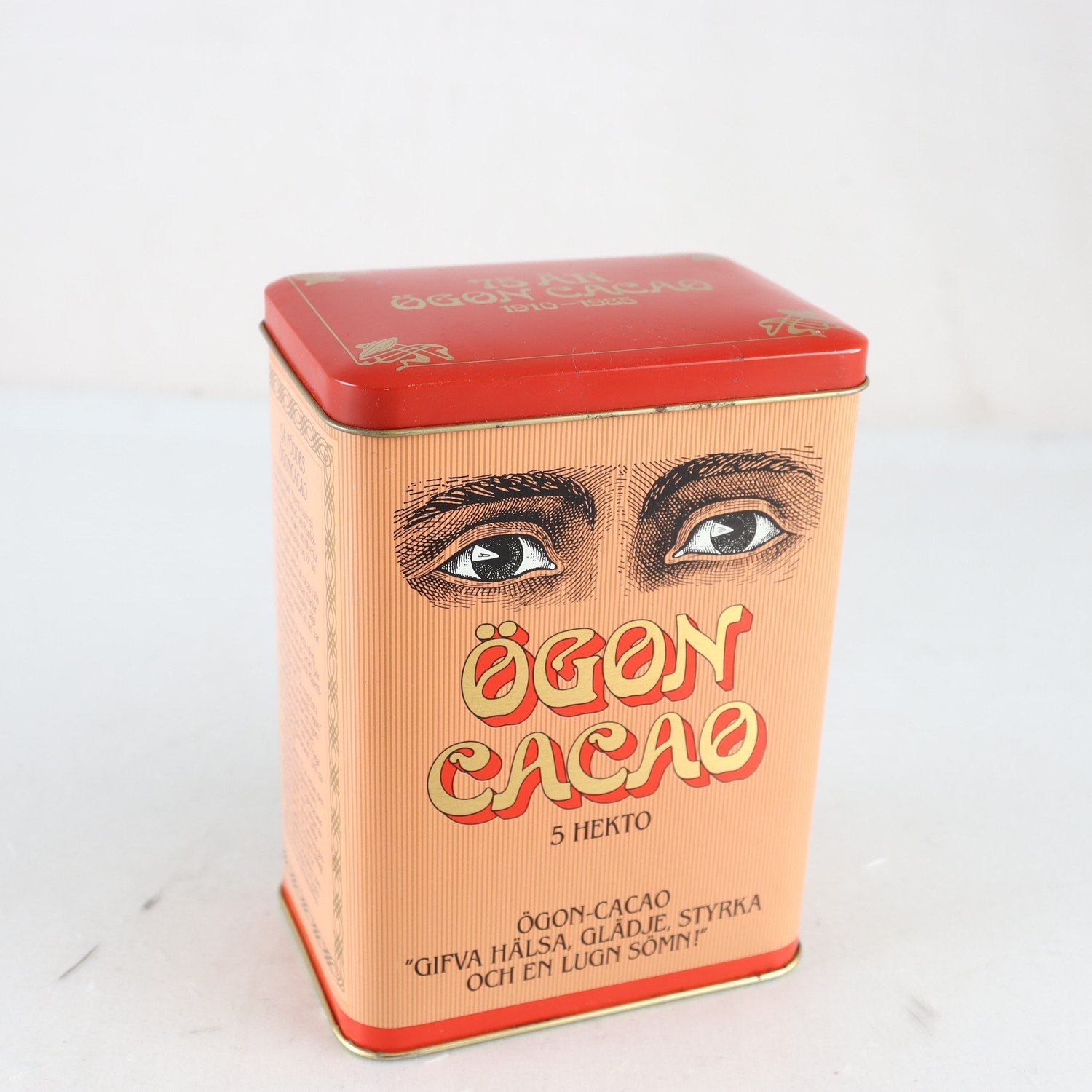 Plåtburk, Jubileumsburk Ögon Cacao 75 år 1919-1985