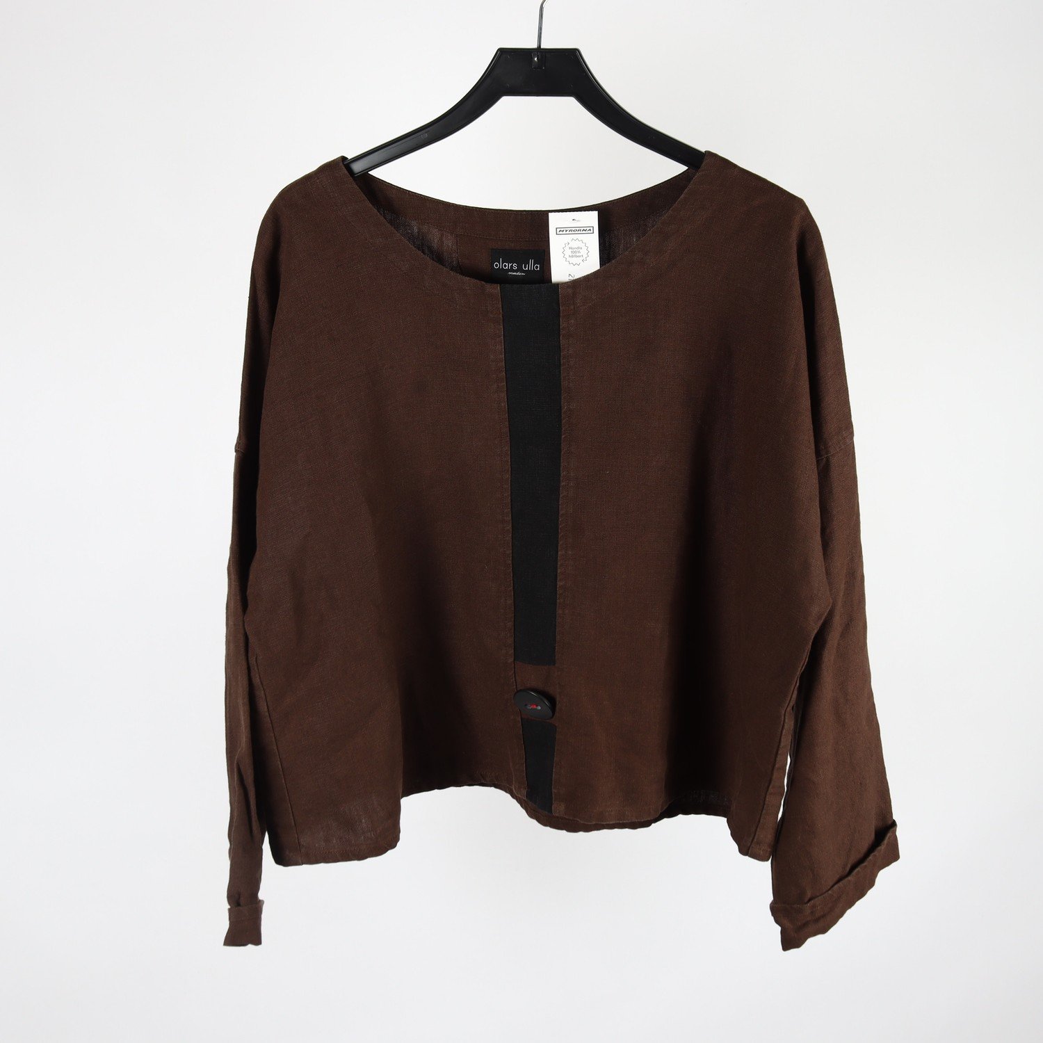 Blus, Lars Ulla, brun, lin, stl. L/XL