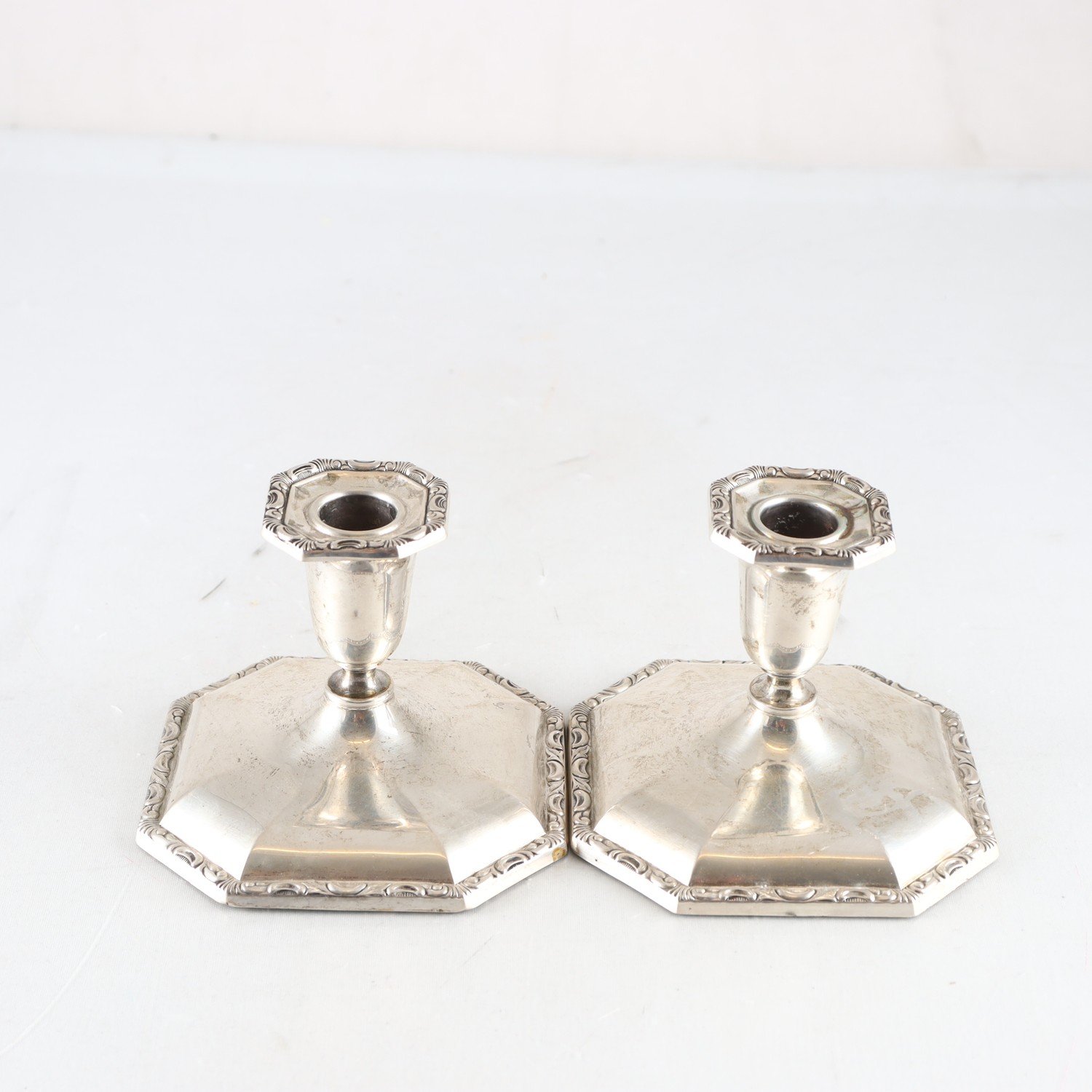 Ljusstakar, Silver, stämplad kattfot, Norge 80SA, 2 st