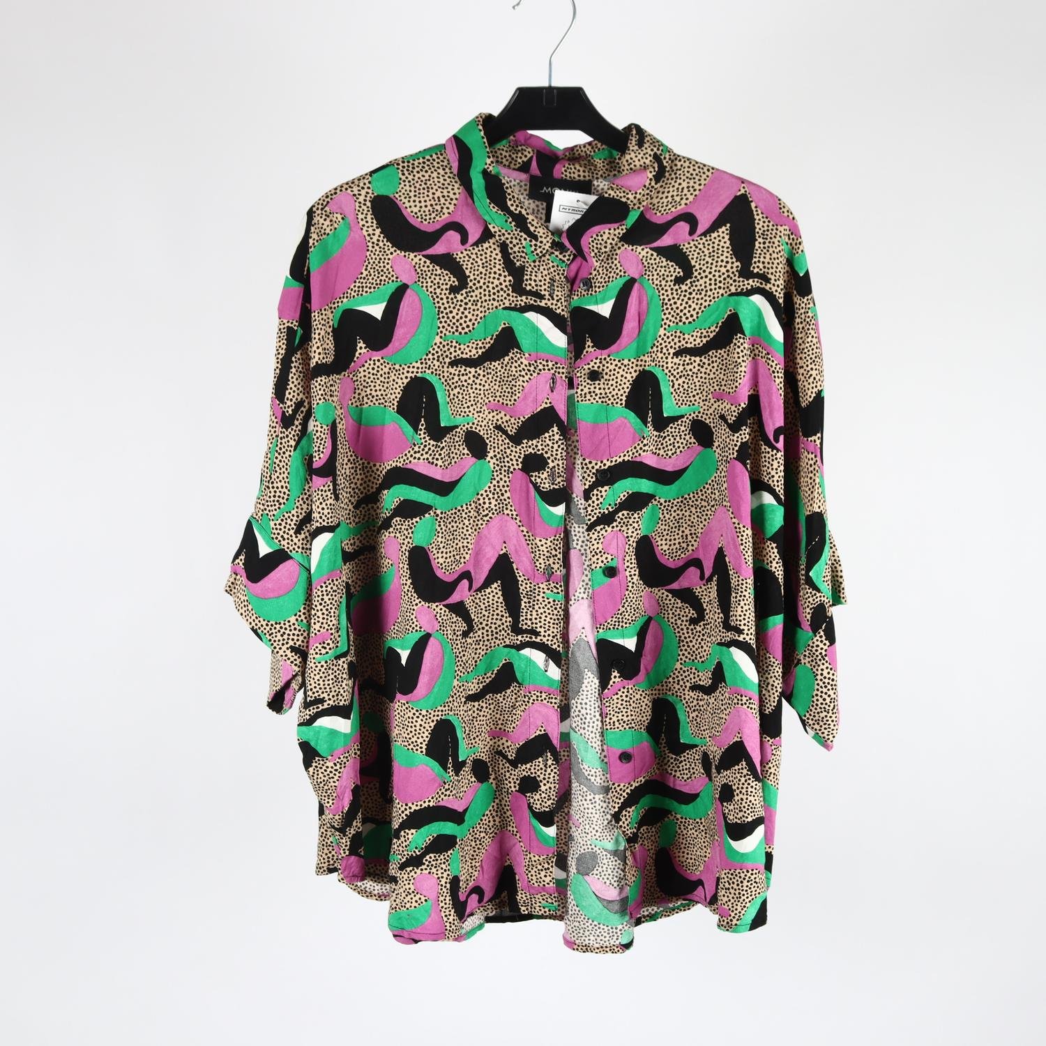 Blus, Monki, lila, grön, stl. L