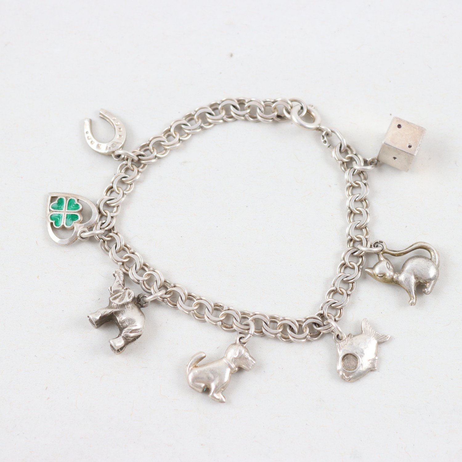 Armband, Silver, Berlocker, Vikt: 14g