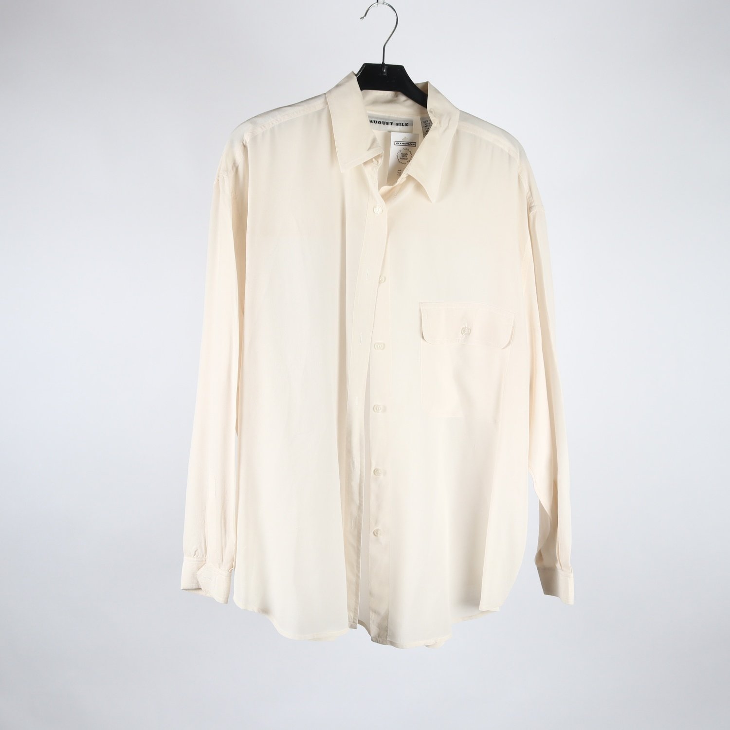 Blus, August Silke, offwhite, silke, stl. XL