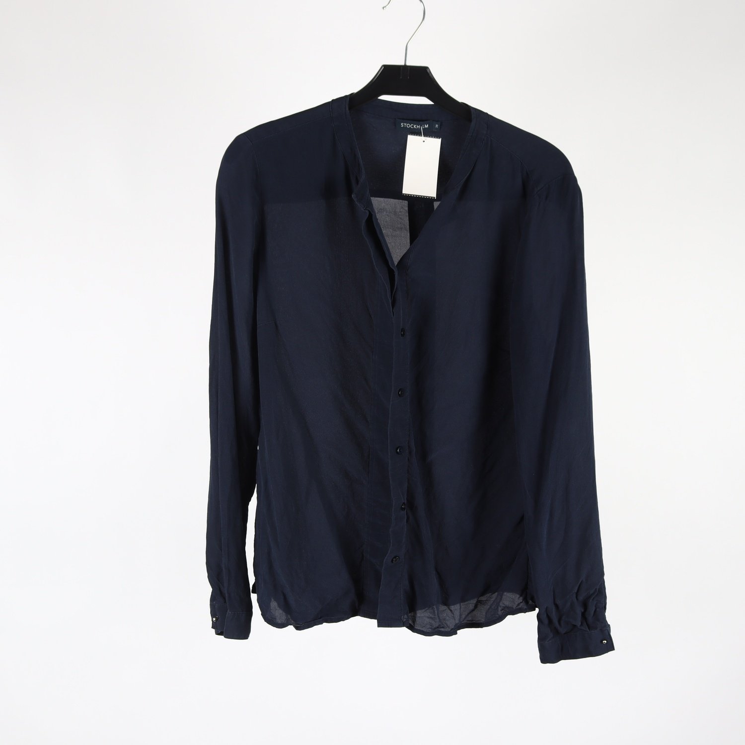Blus, Stockh LM, blå, silke, stl. 38