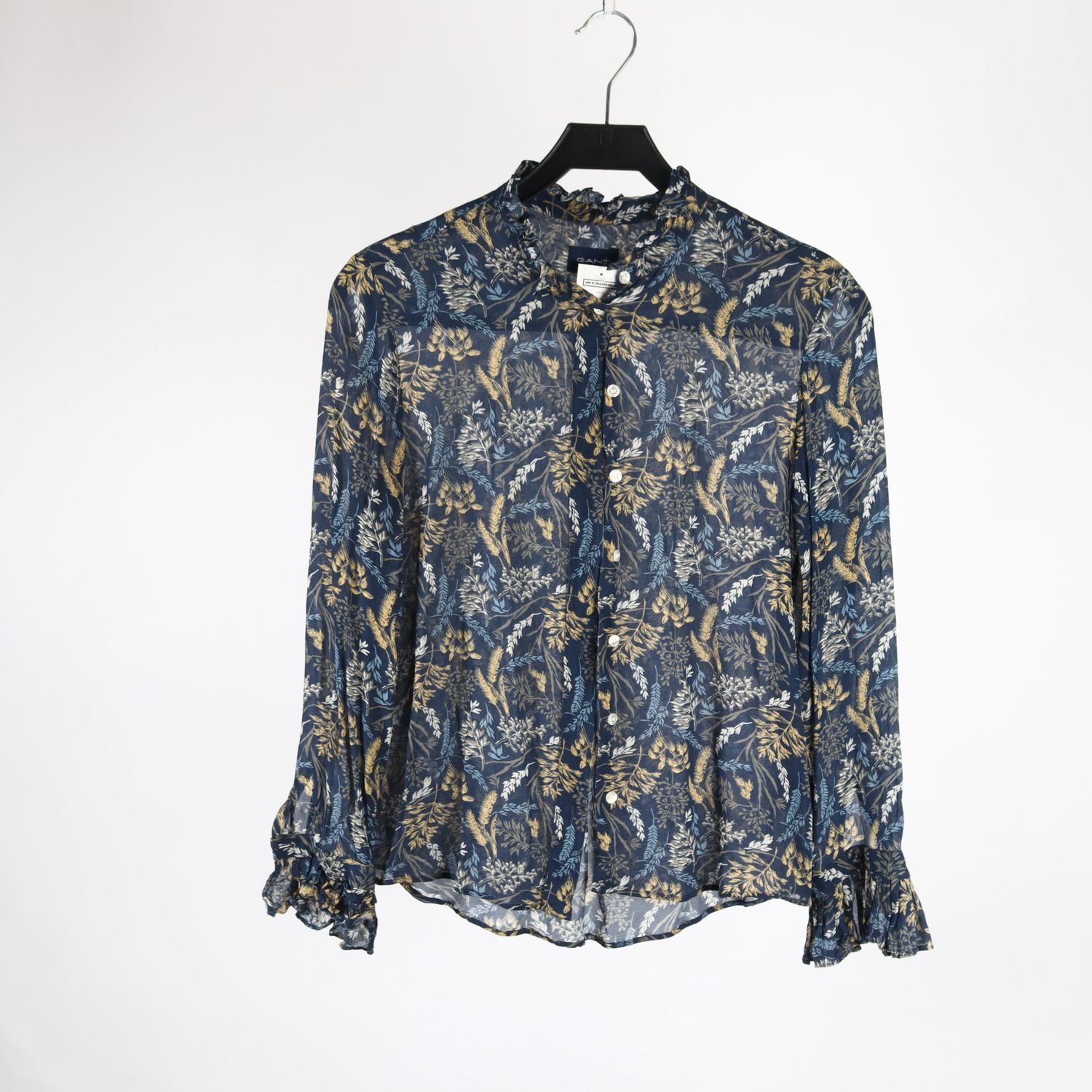 Blus, Gant, mönstrad, blå, stl. 38