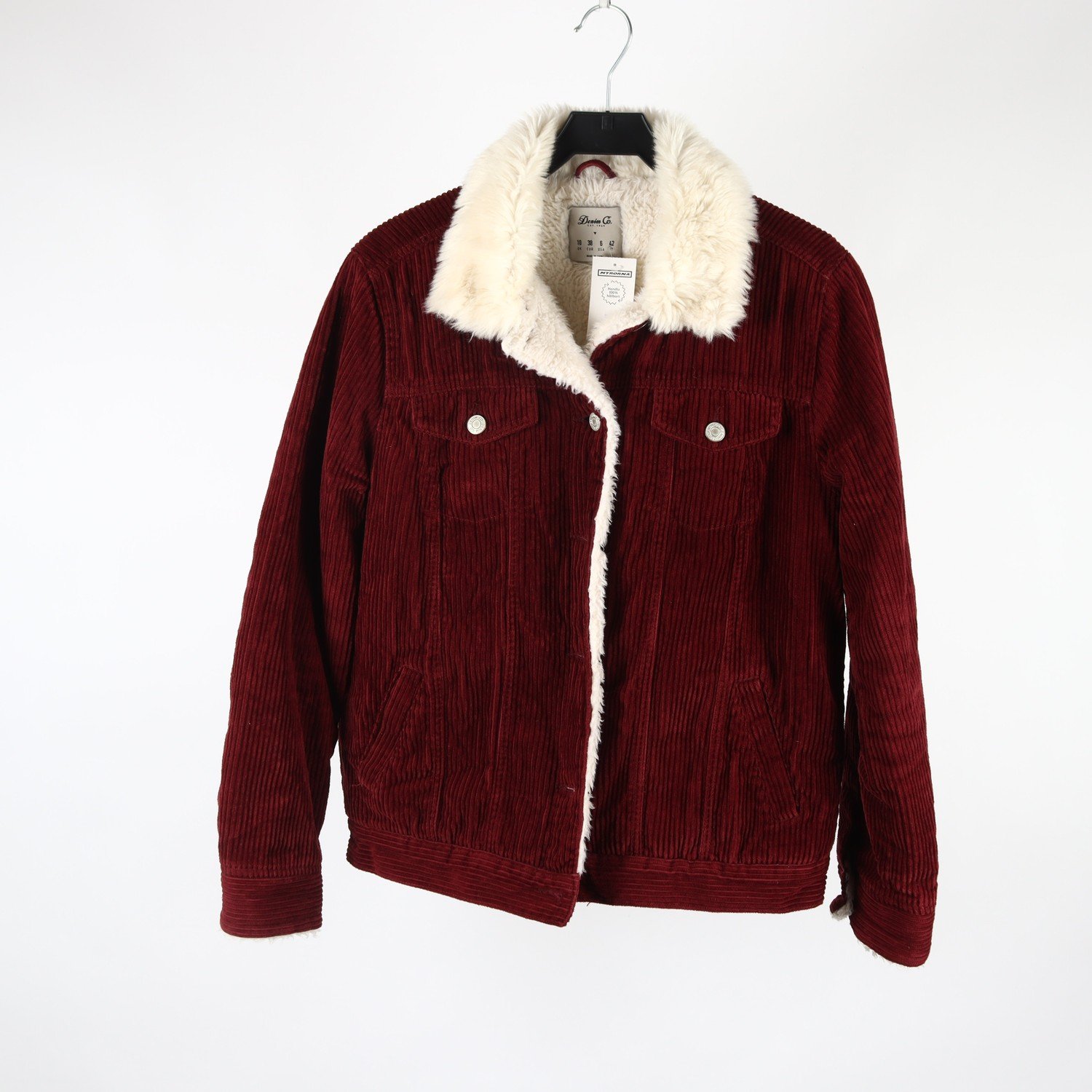 Jacka, Denim Co, vinröd, manchester, fodrad, stl. 38