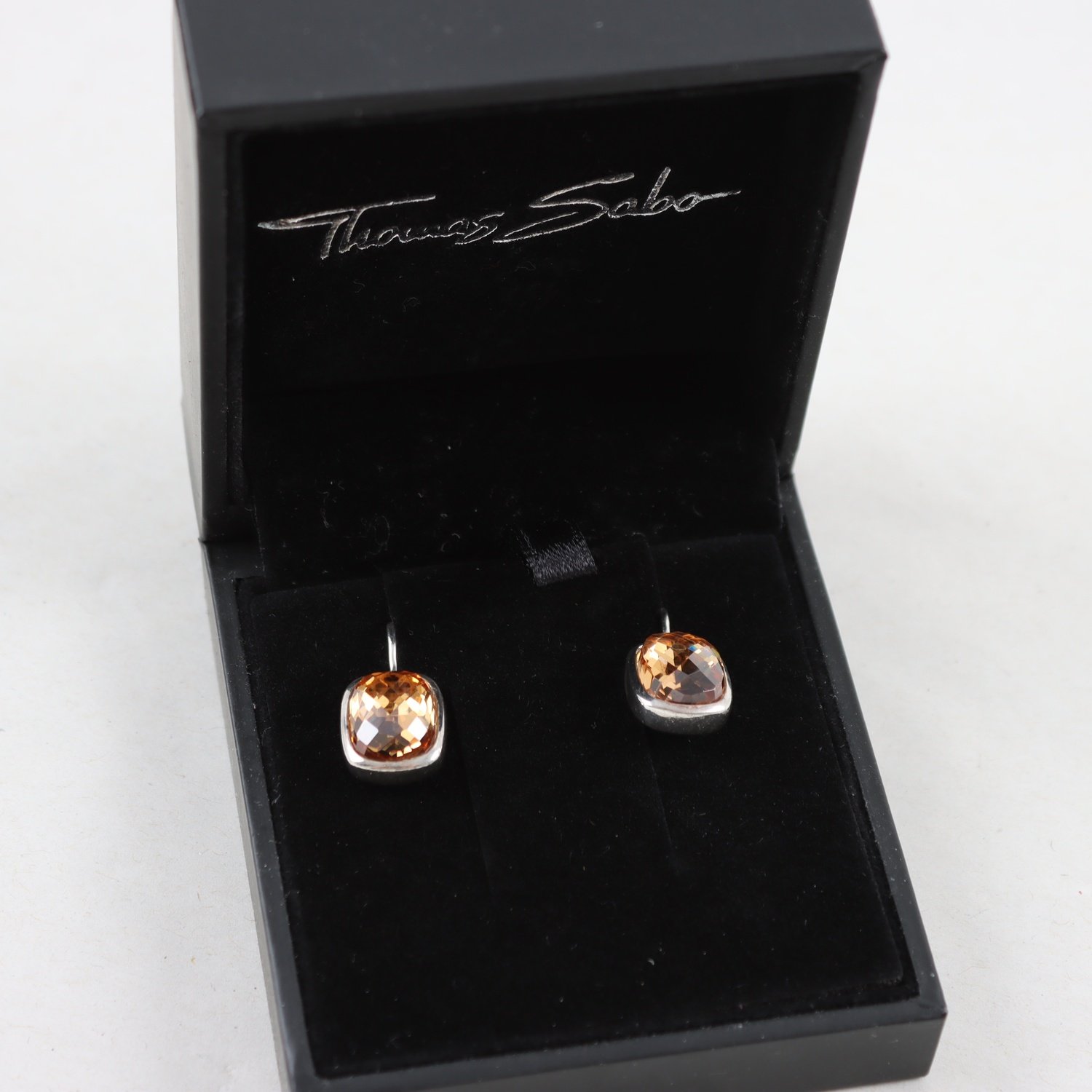 Örhängen, silver 925, mörkgul sten, Thomas Sabo, vikt: 8,2g