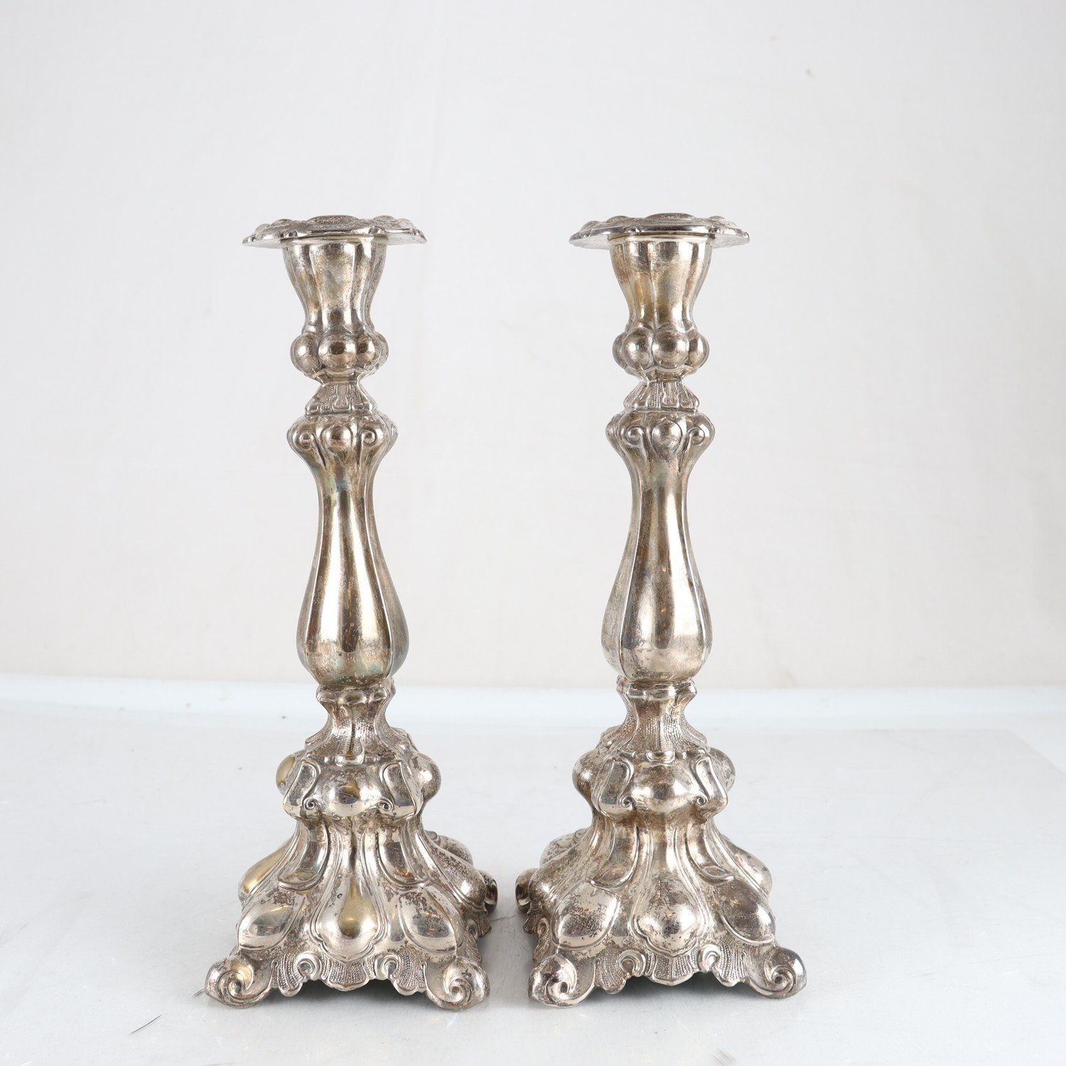 Paret ljusstakar, nysilver, barockstil, 1900-tal