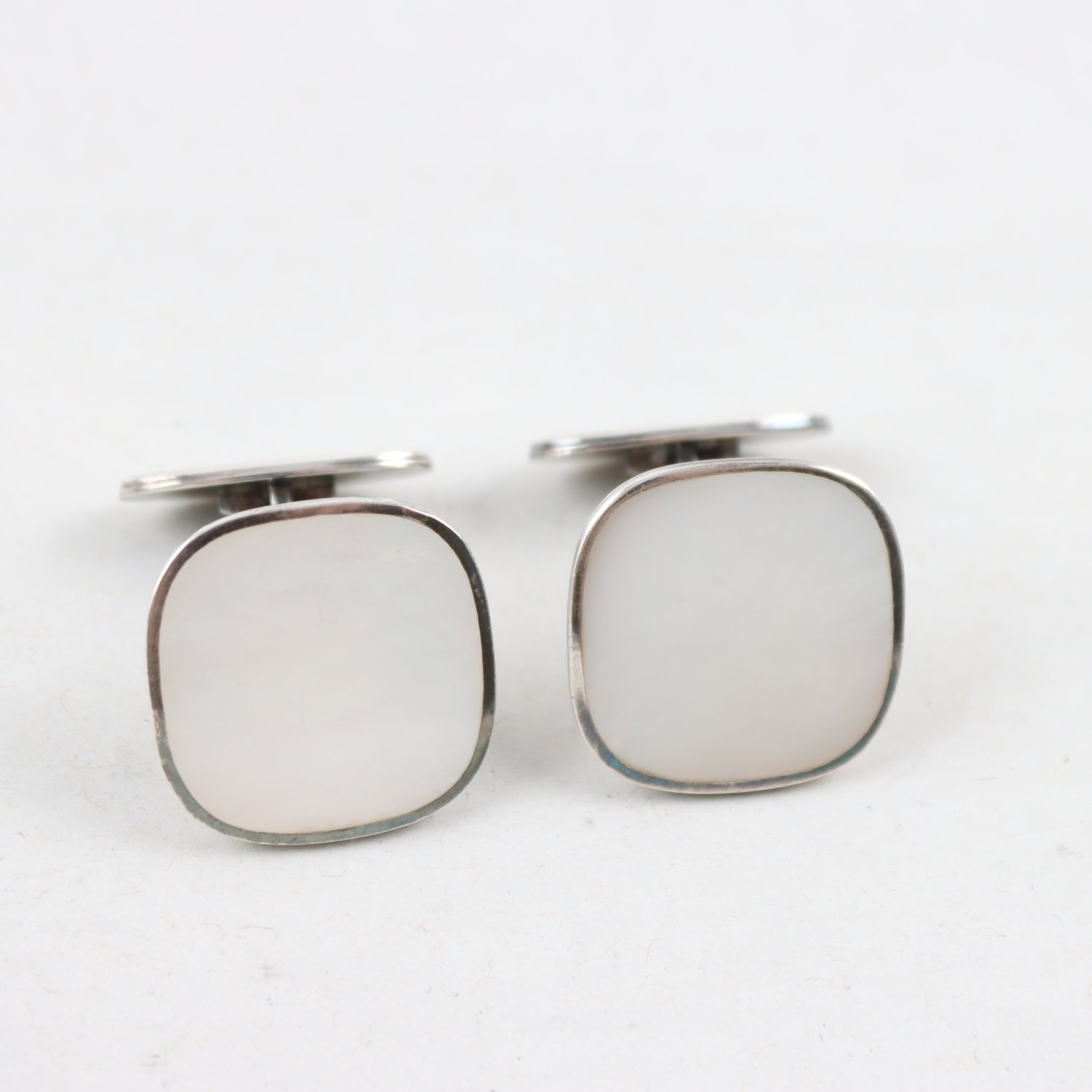 Manschettknappar, Silver, Pärlemo, Brv: 11,4g