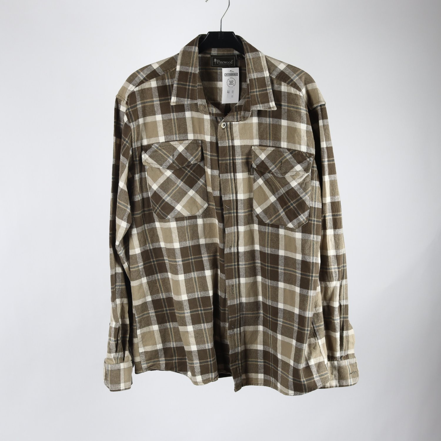Skjorta, Pinewood, beige, brun, flanell, stl. L