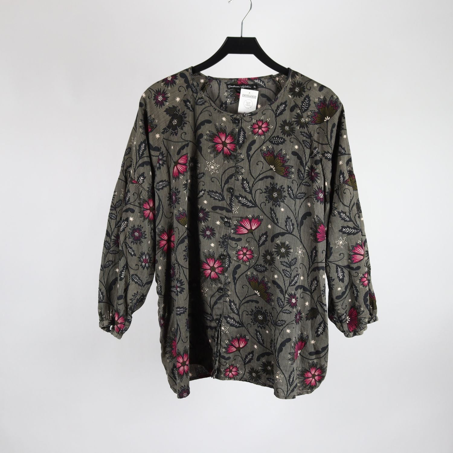 Blus, Gudrun Sjödén, svart, vinröd, stl. XL