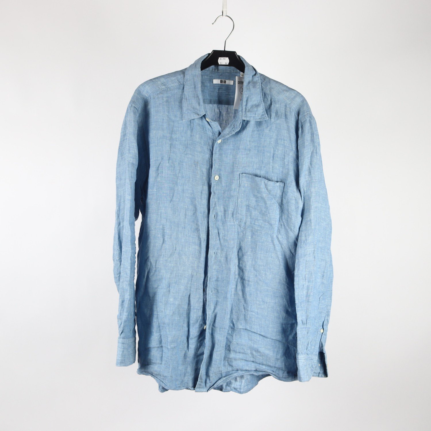 Skjorta, Uniqlo, blå, lin, stl. L