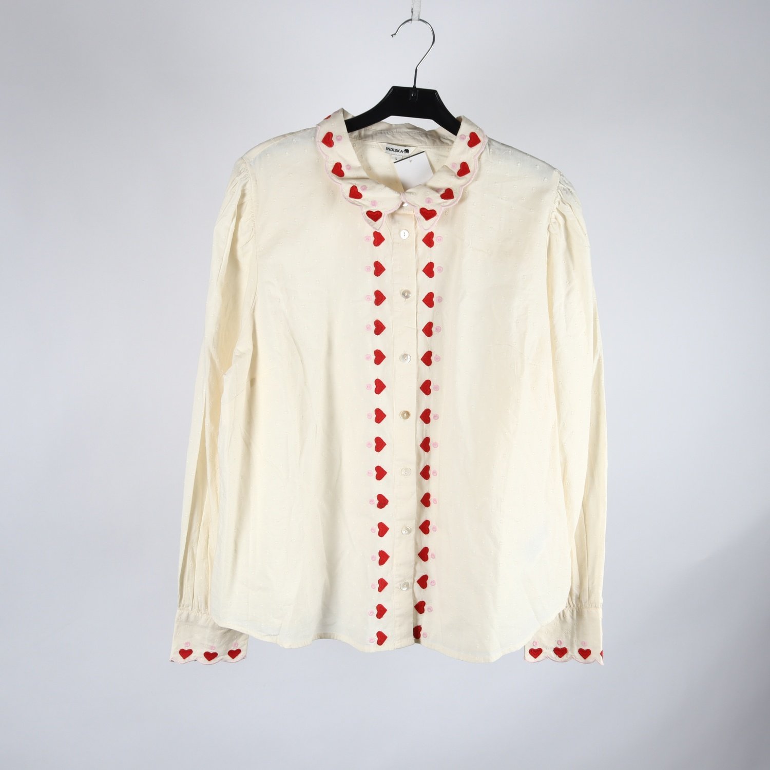 Blus, Indisa, offwhite, hjärtan, stl. L