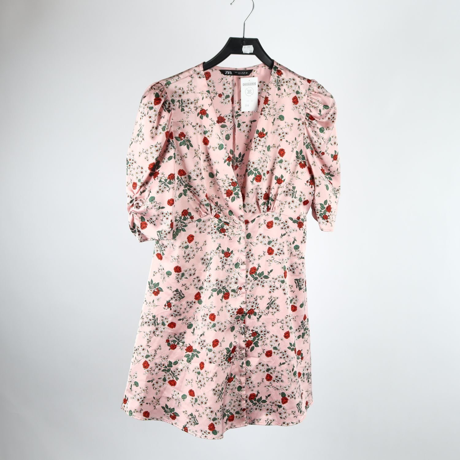 Klänning, Zara, rosa, blommig, stl. S