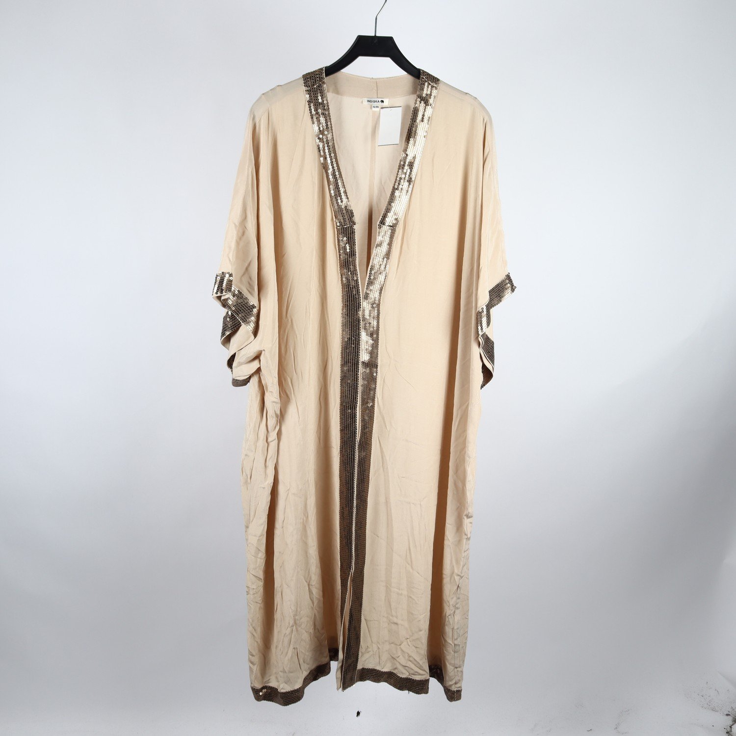 Klänning, Indiska, beige, paljetter, stl. XL/XXL
