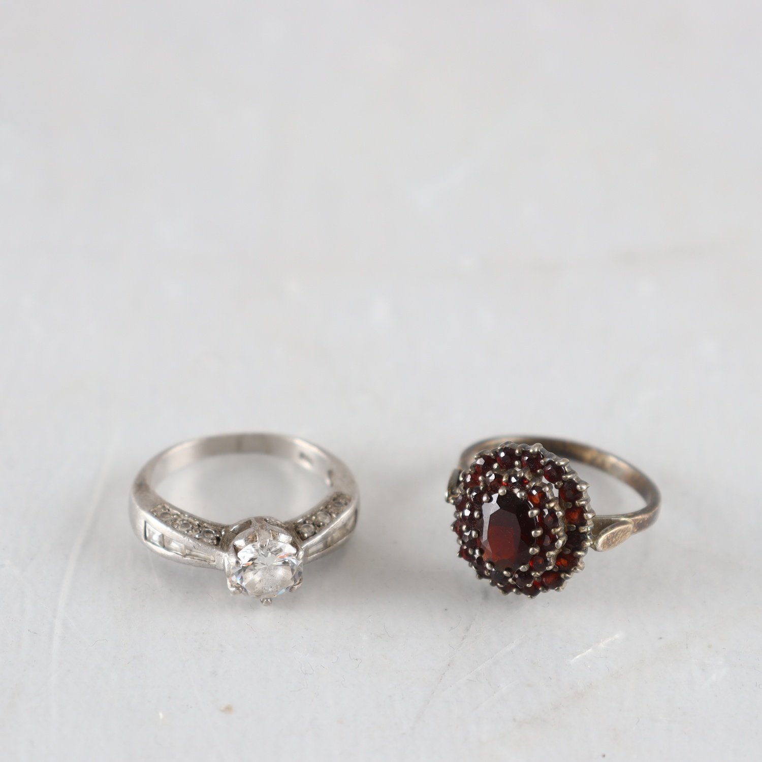 Ringar, Silver, Sten, Granater, Brv: 9,2 g