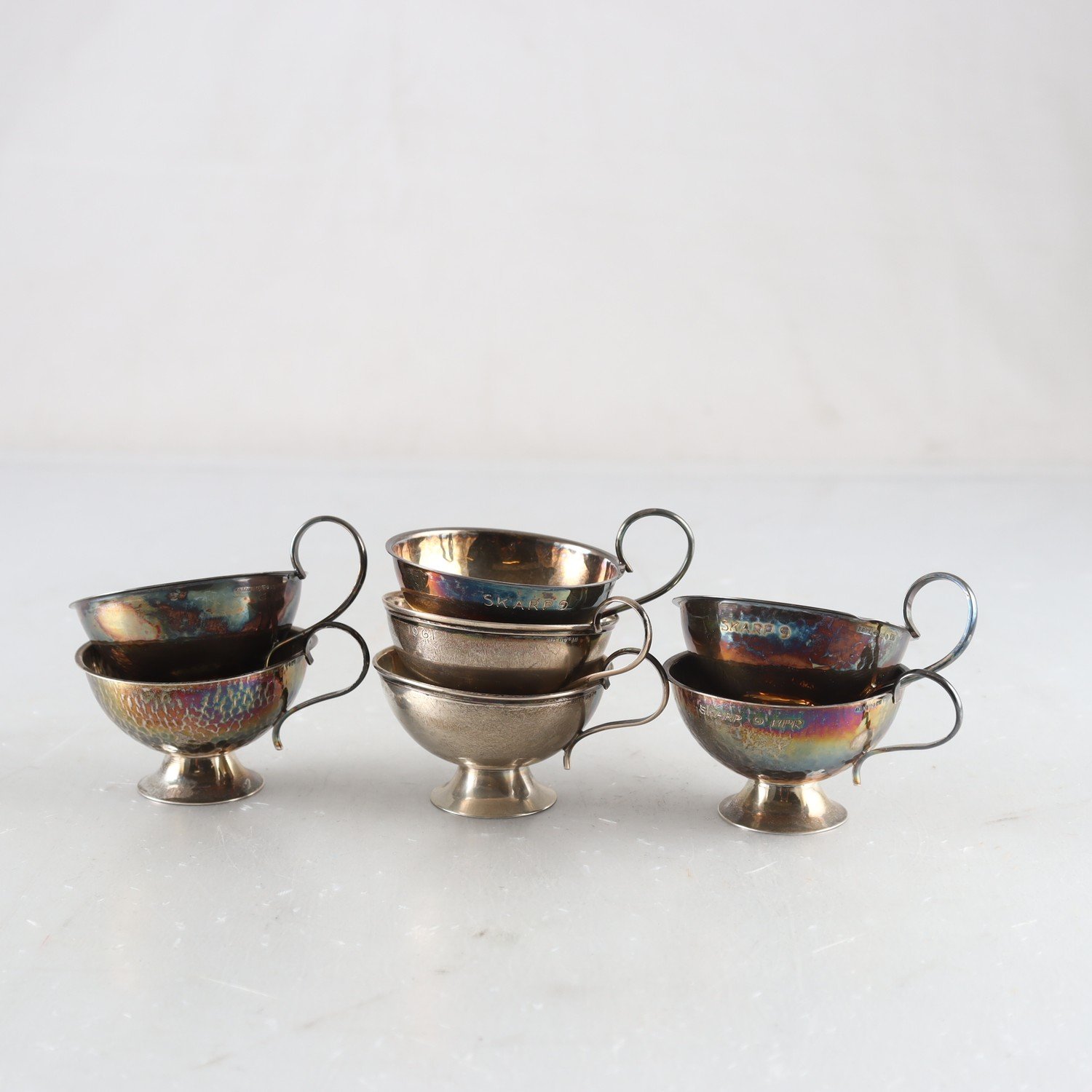 Punchmuggar, silver, Cesons, Befa, Göteborg, ABG, Stockholm, 7 st