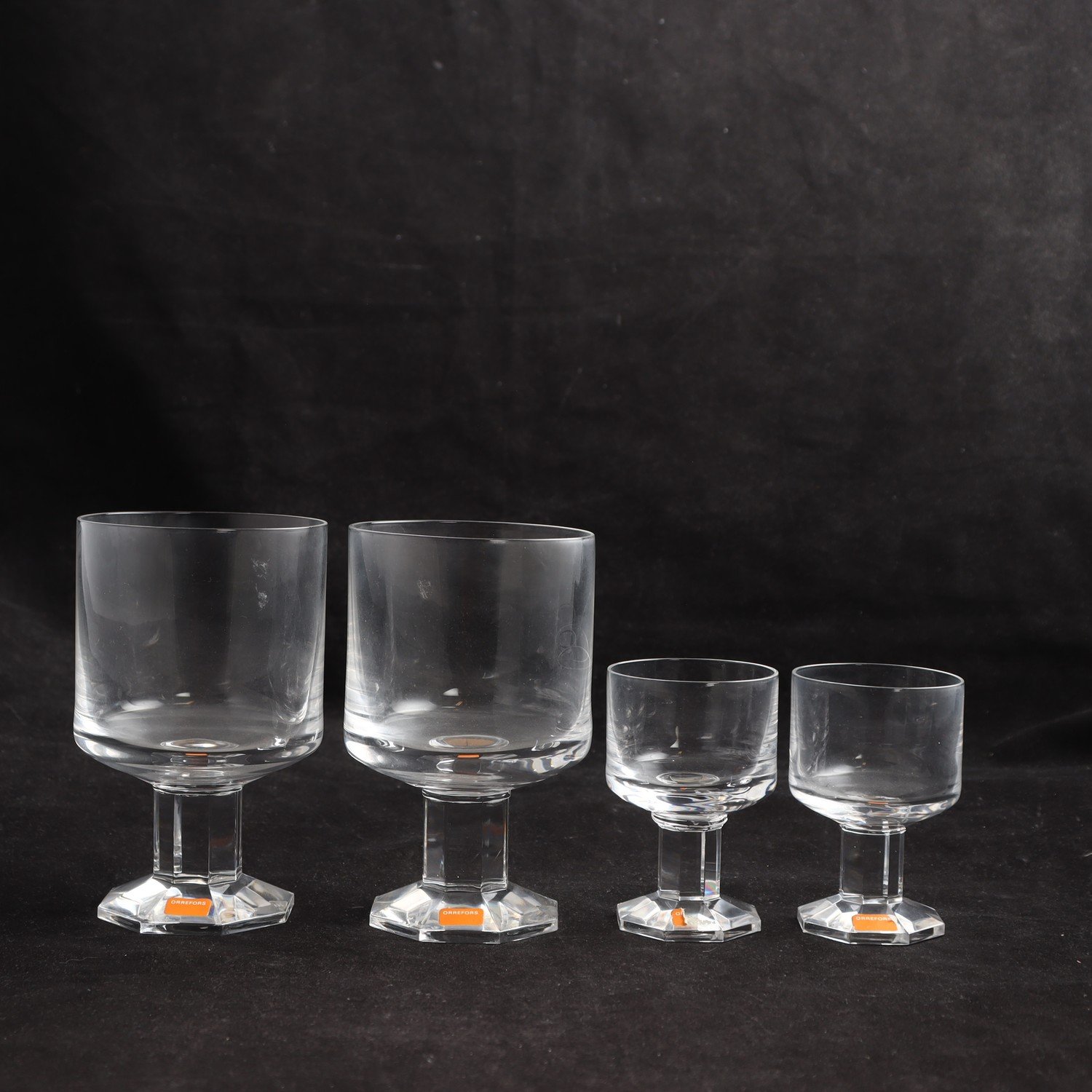 Ölglas, sherryglas, design Nils Landberg, Orrefors, 4 st. Samfraktas ej.