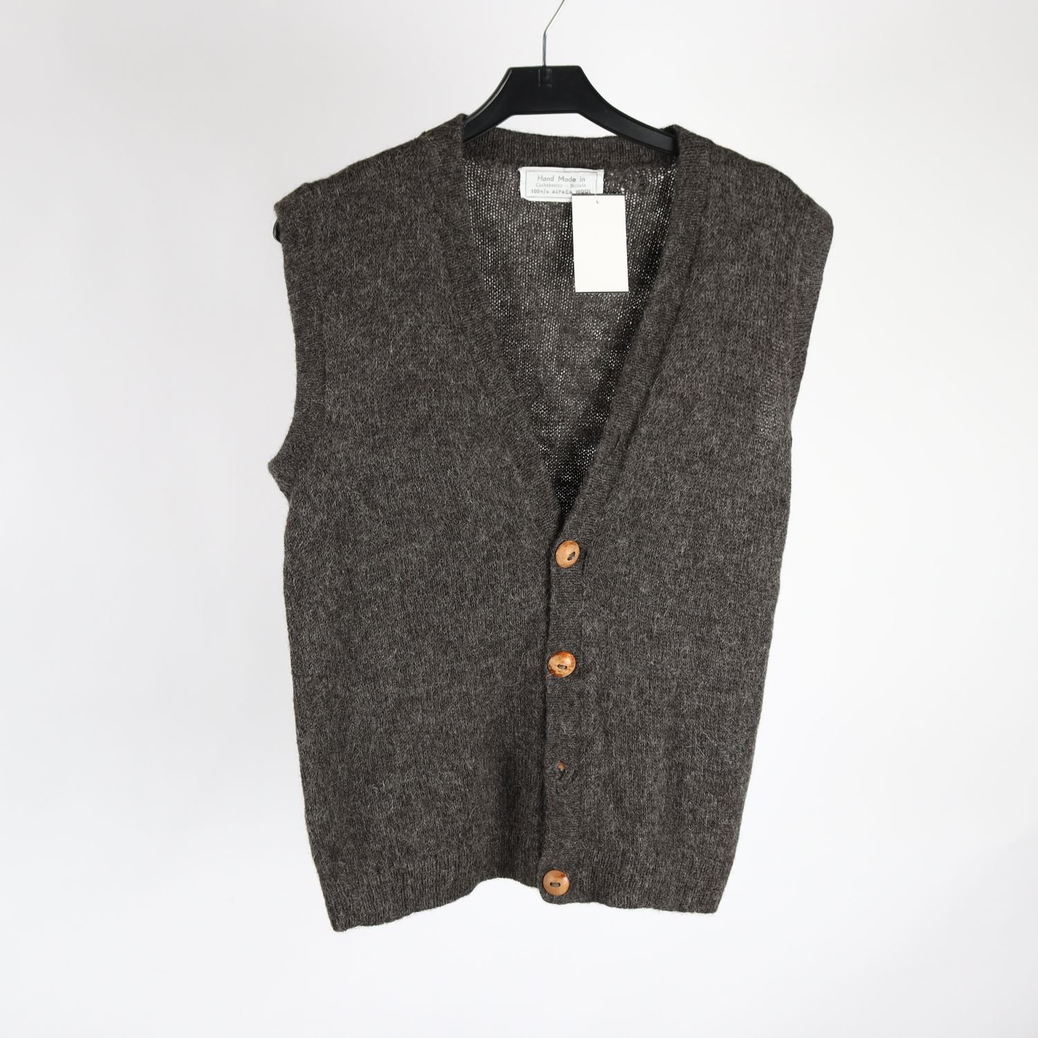 Väst, Made in Bolivia, grå, alpaca ull, stl. ca. S/M