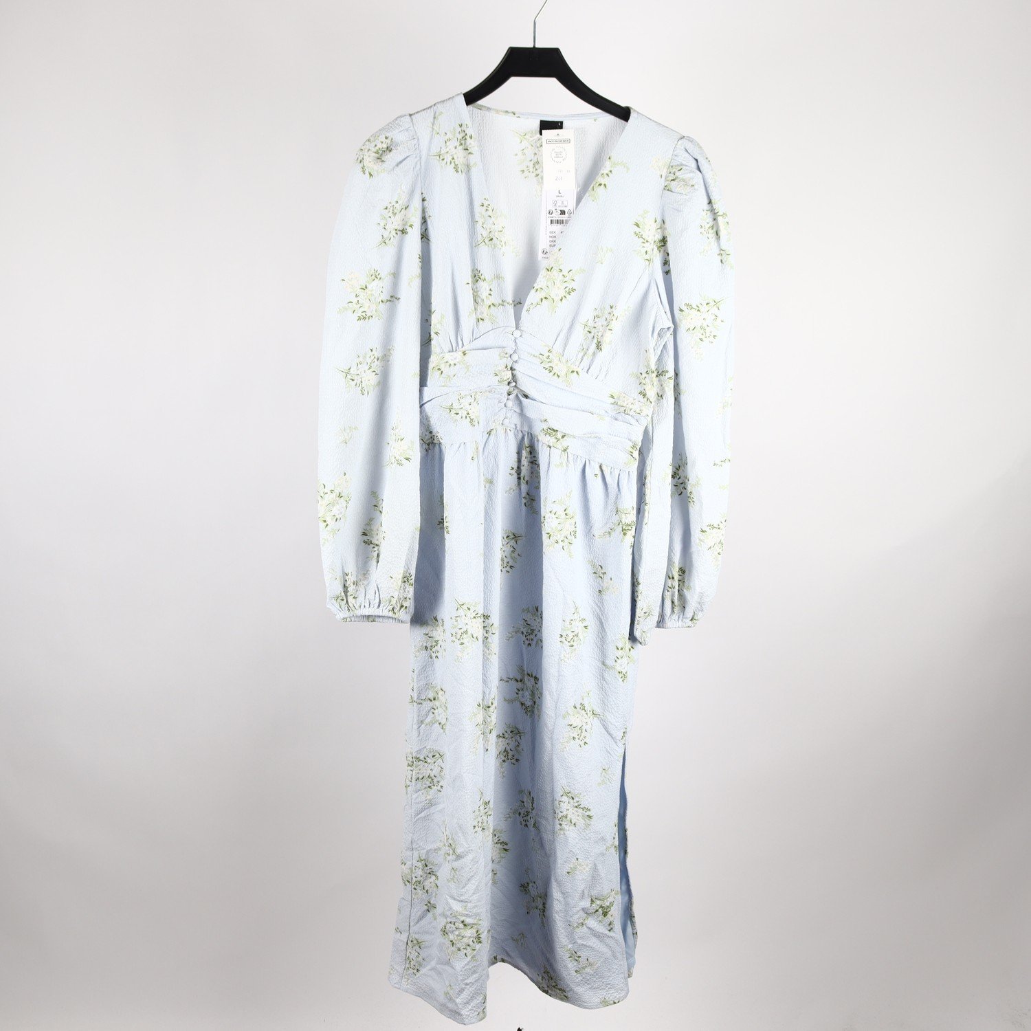 Klänning, Gina Tricot, blå, blommig, stl. L