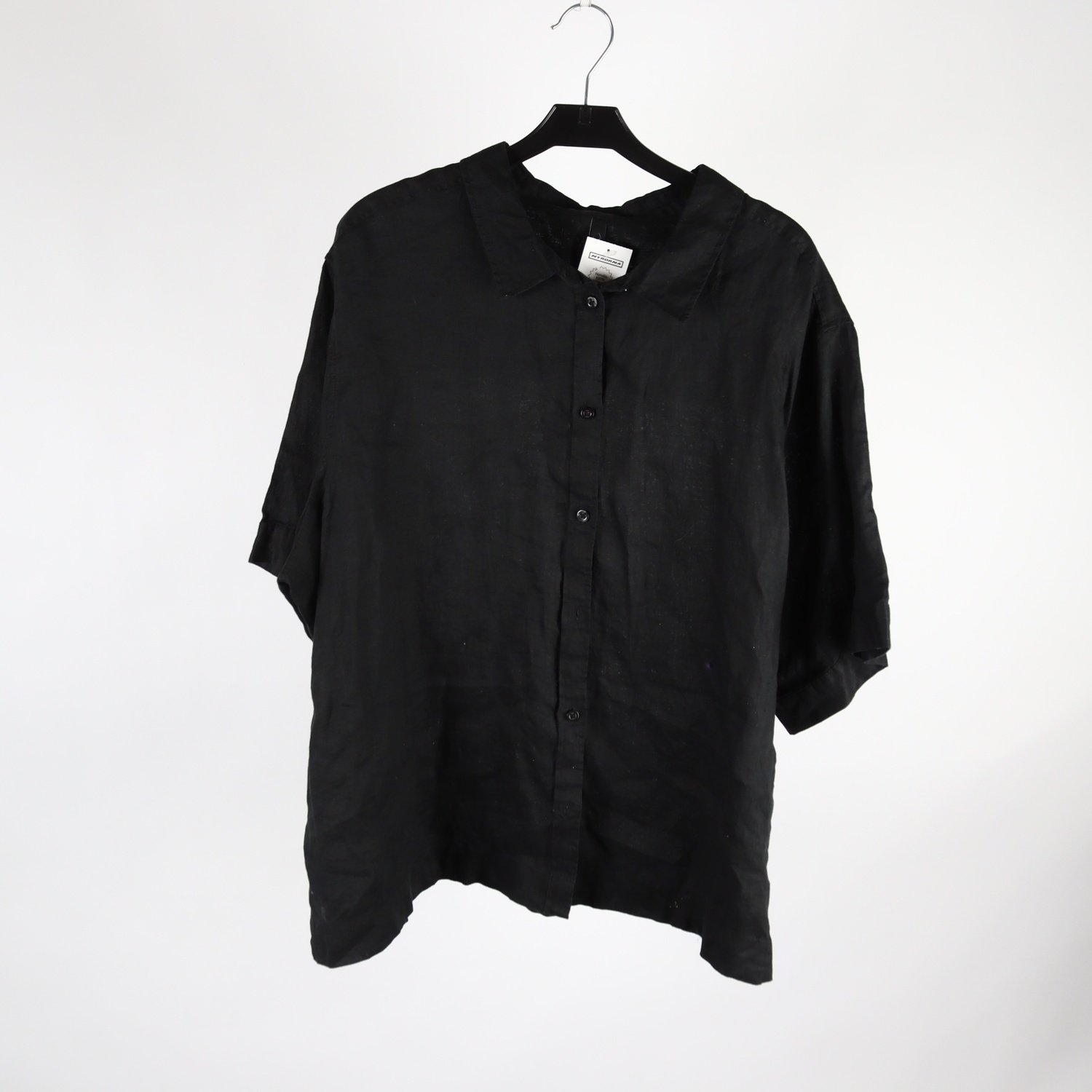 Blus, Xlnt, svart, lin, stl. 2XL