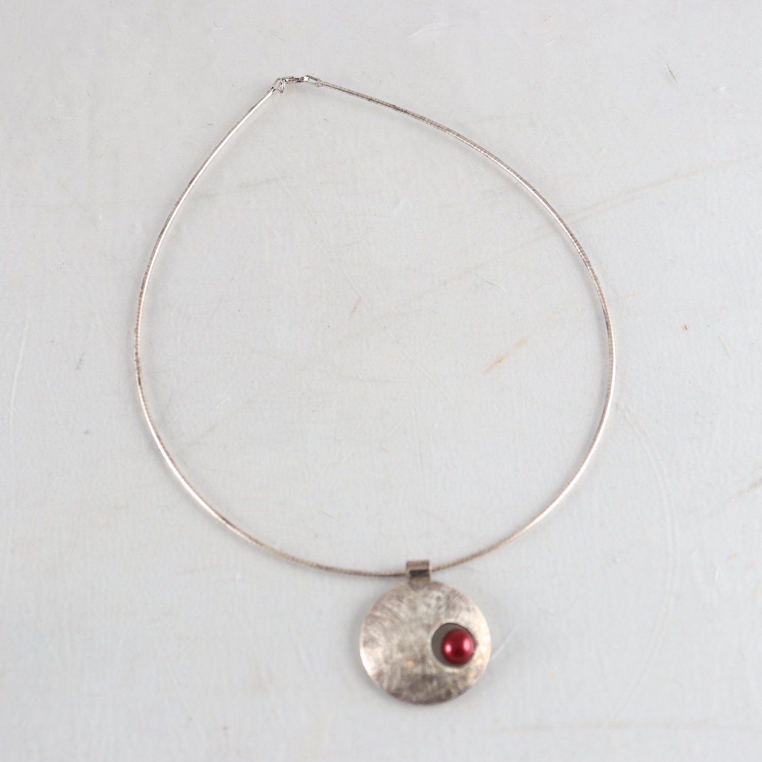 Halsband med hänge, Silver, Sten, Brv: 15,2 g