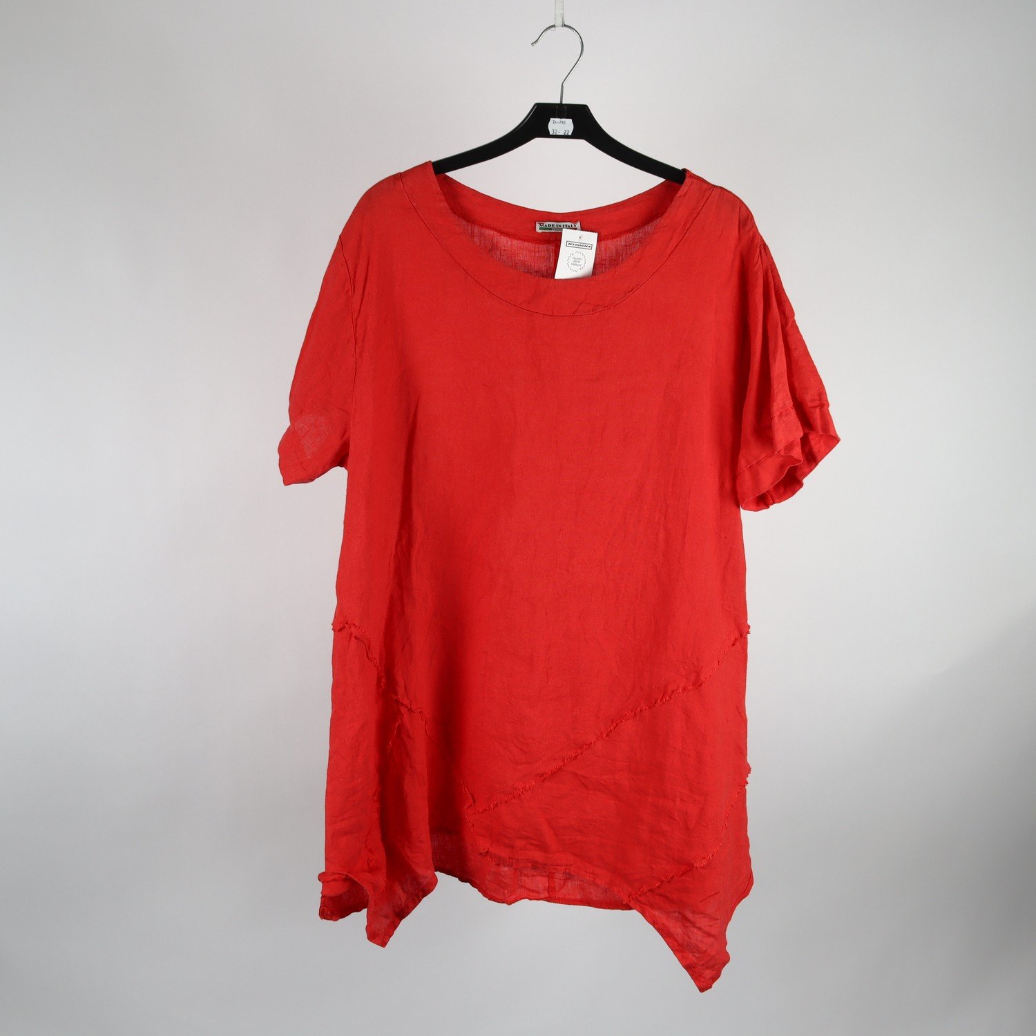 Blus/tunika, Made in Italy, ljusröd, lin, stl. ca. L
