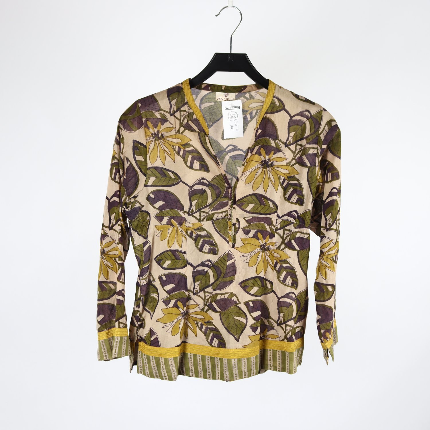 Blus, Anokhi, grön, beige, stl. S