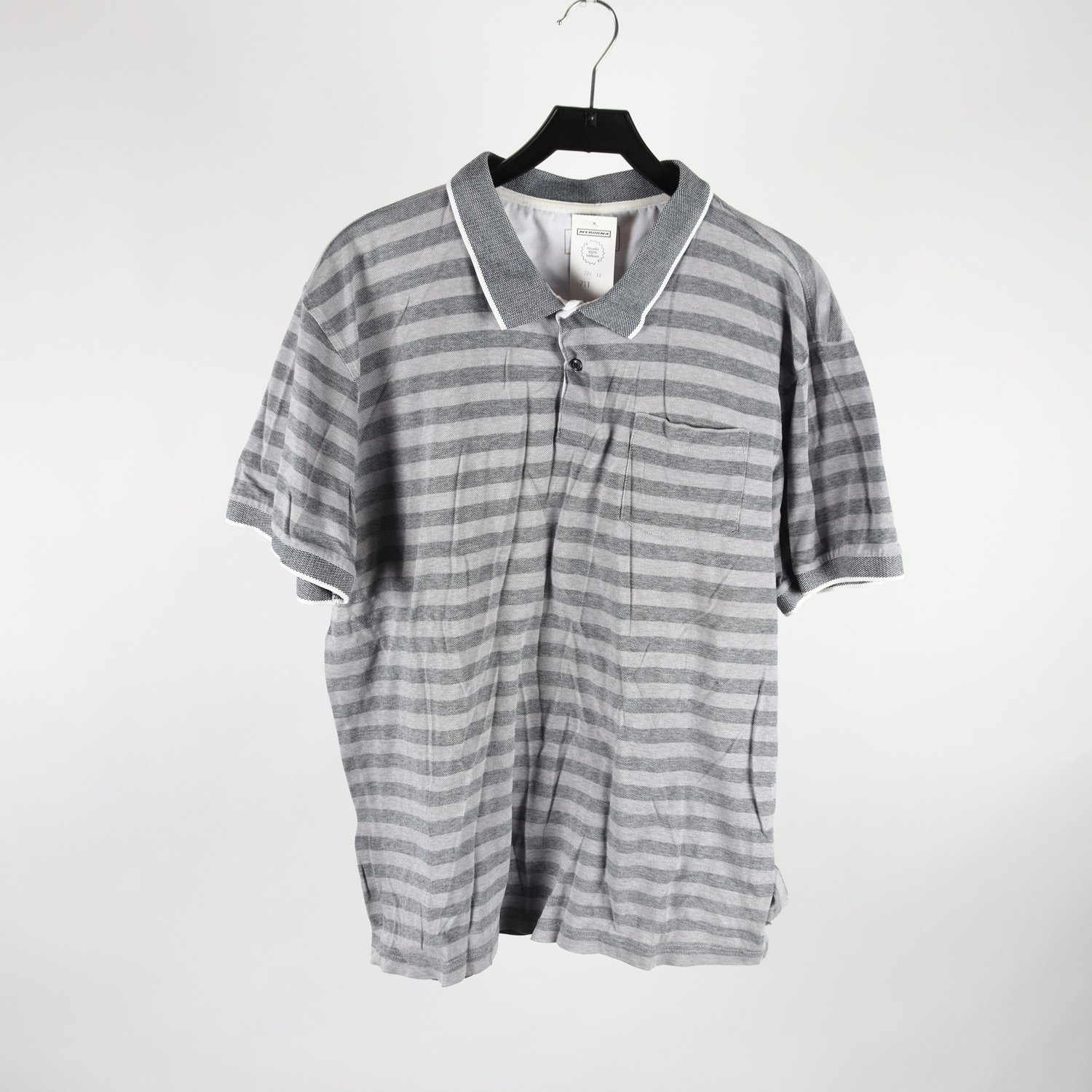 Pikètröja, Dressman, grå, randig, stl. 2XL