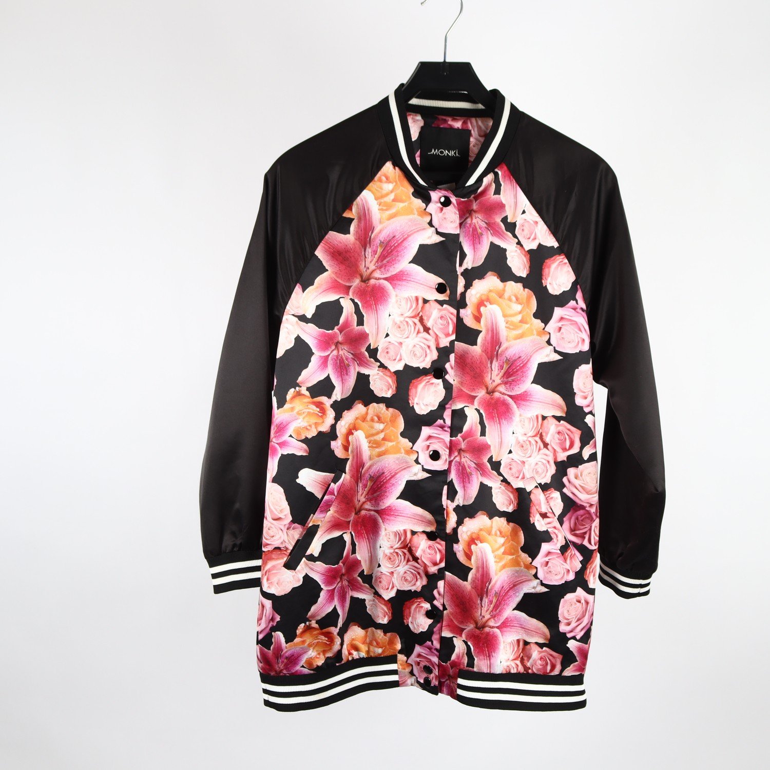 Jacka, Monki, svart, blommig, stl. S