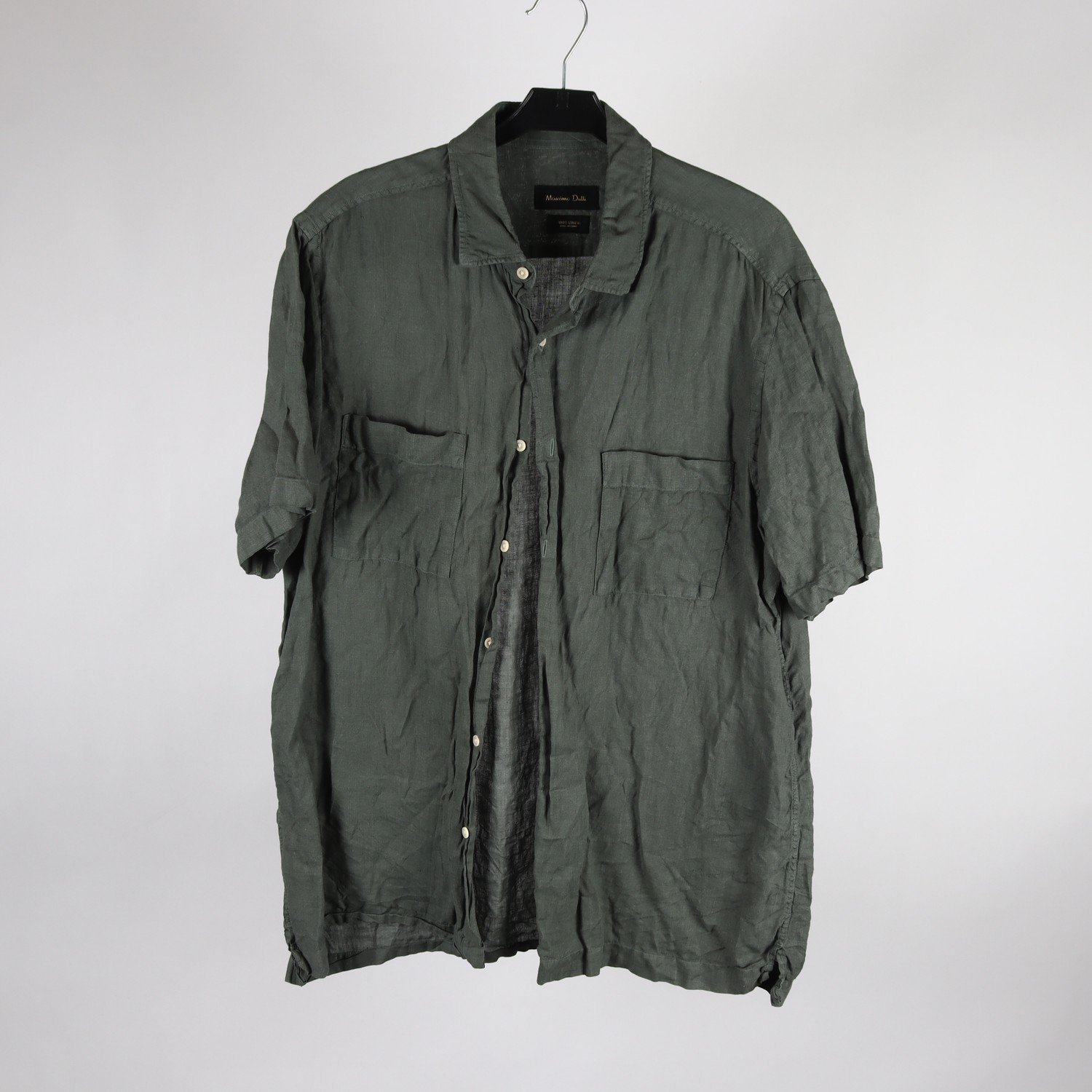 Skjorta, Massimo Dutti, grön, lin, stl. XL