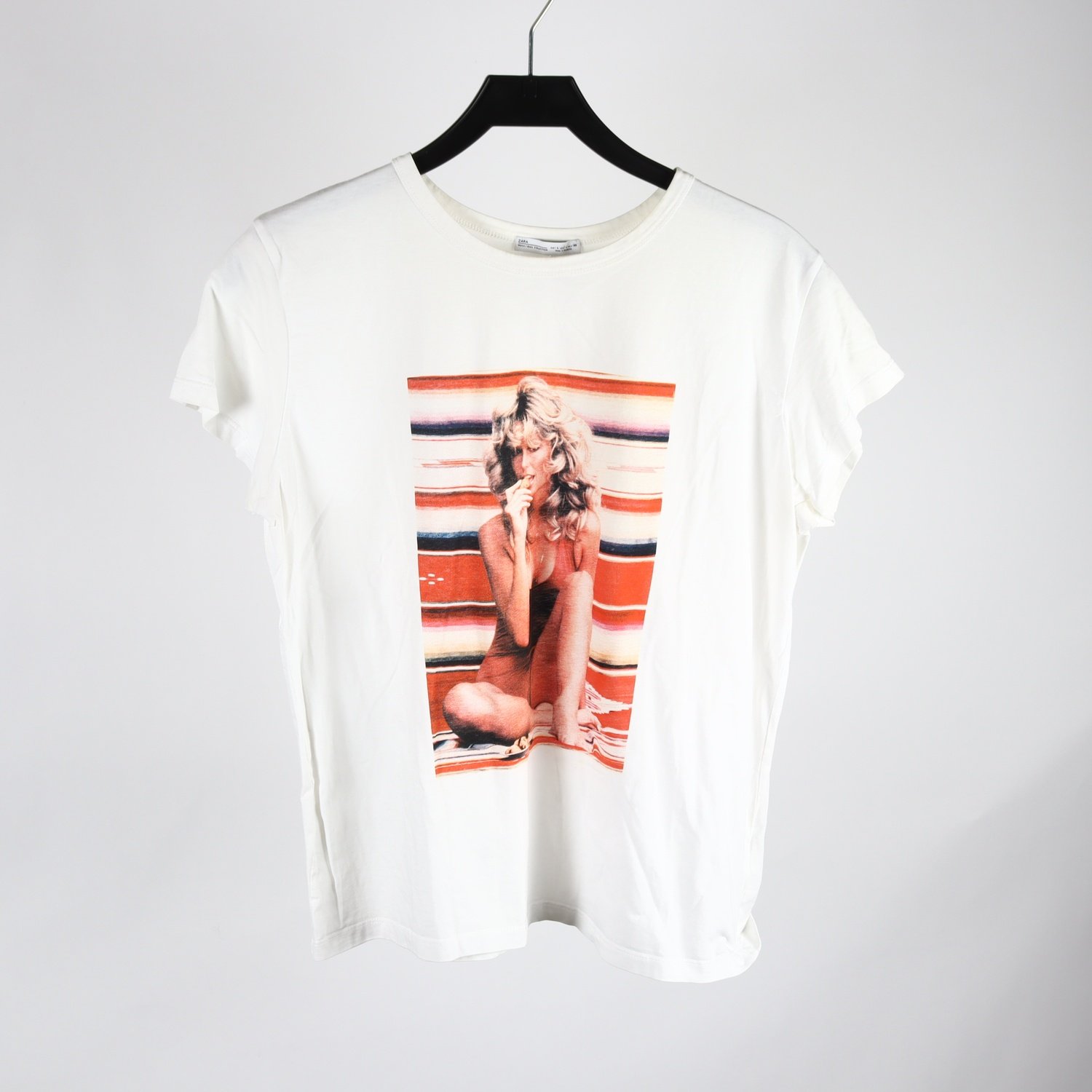 T-shirt, Zara, vit, stl. L