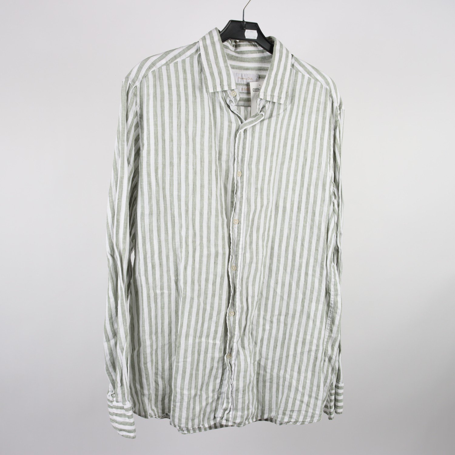 Skjorta, Massimo Dutti, grön, vit, randig, stl. L