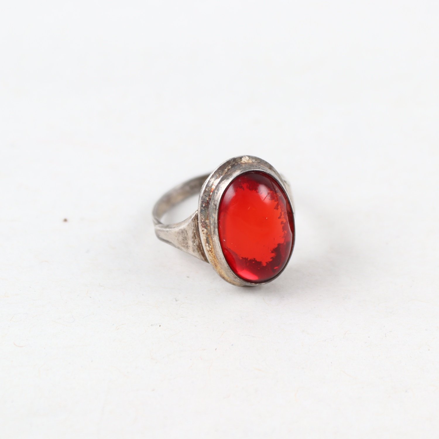 Ring, Silver, glas, Brv: 3,7g