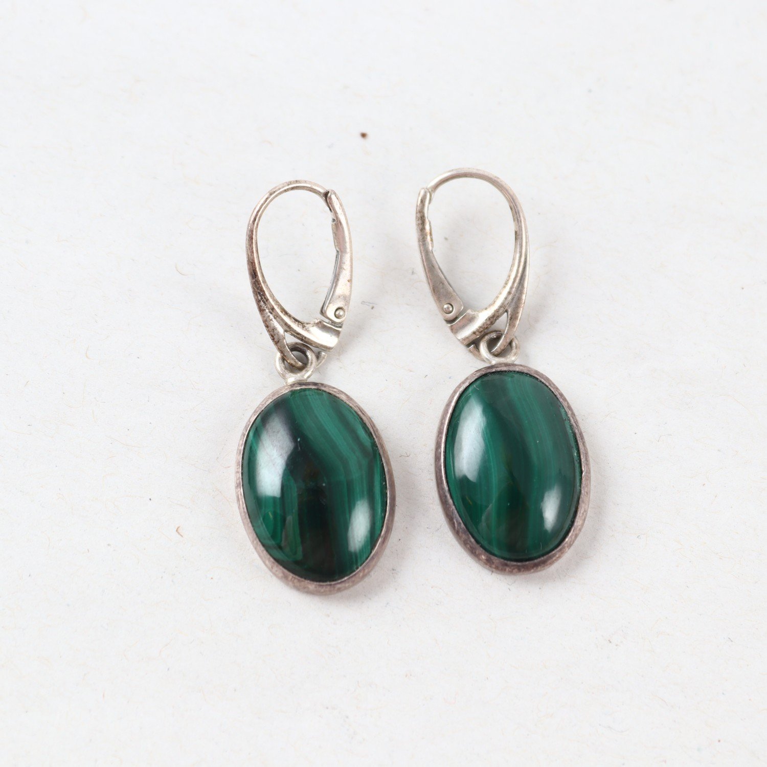 Örhängen, Silver, Malakit, Brv: 11,7g