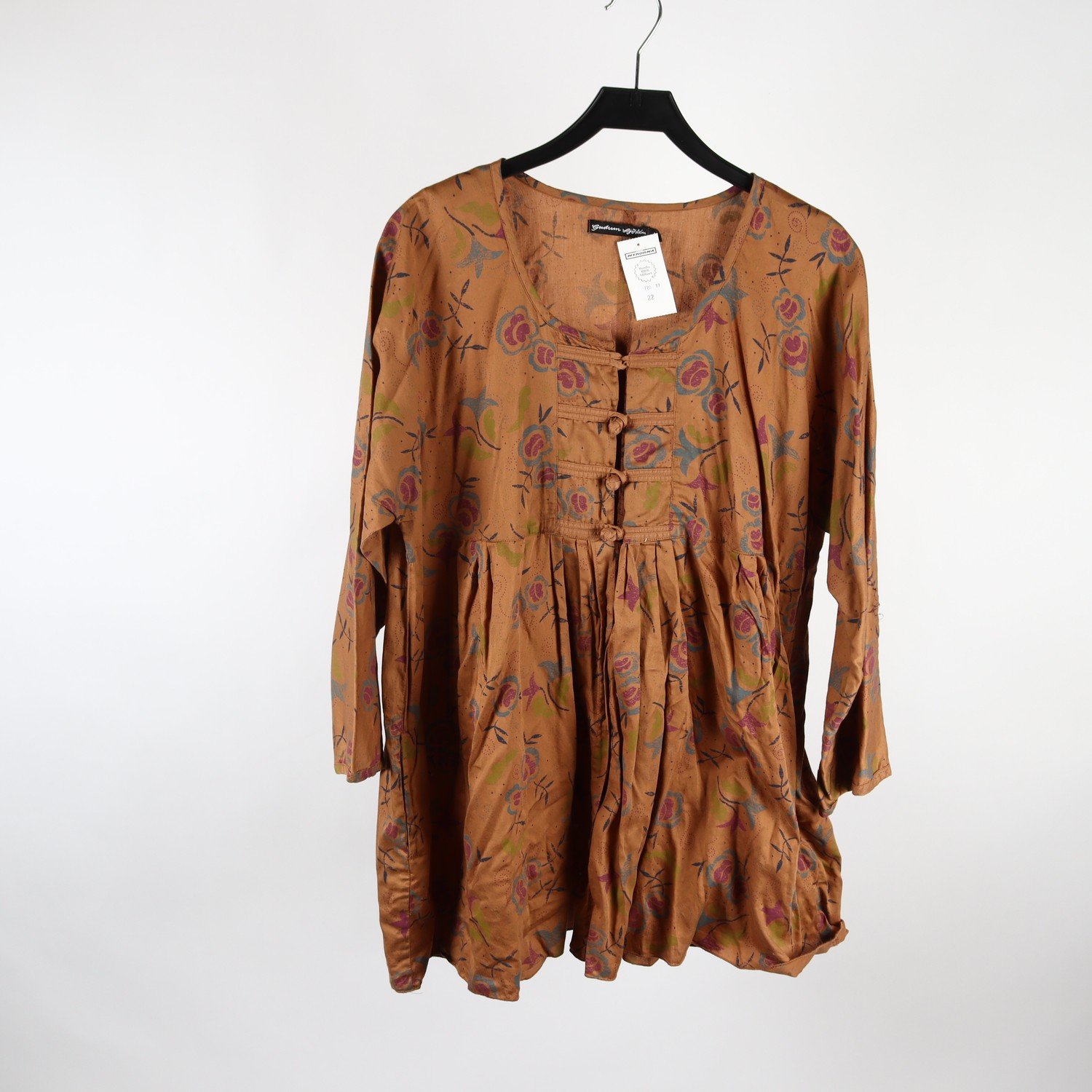 Blus, Gudrun Sjödèn, brun, mönstrad, stl. XL