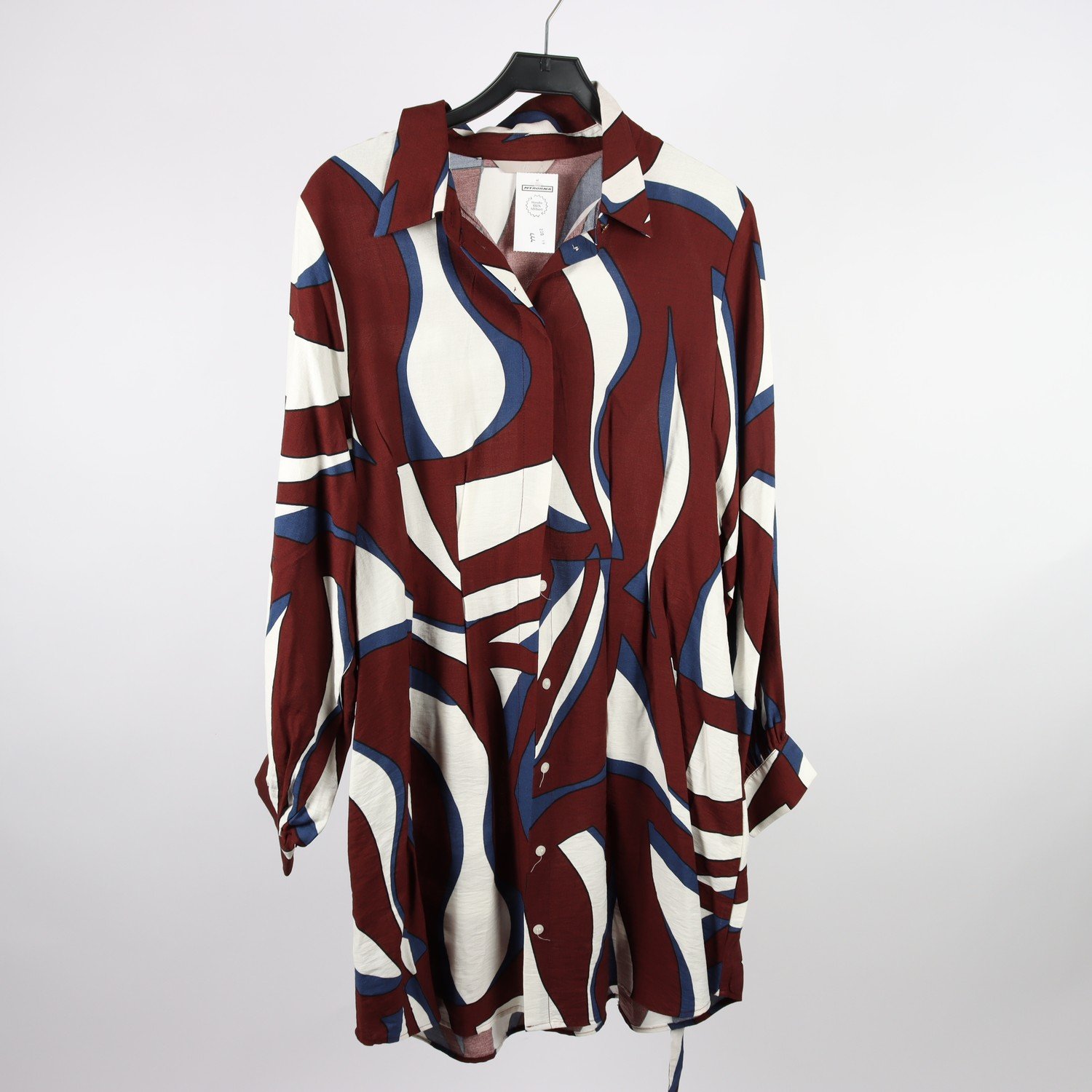 Klänning, H&M, vinröd, blå, stl. ca. M