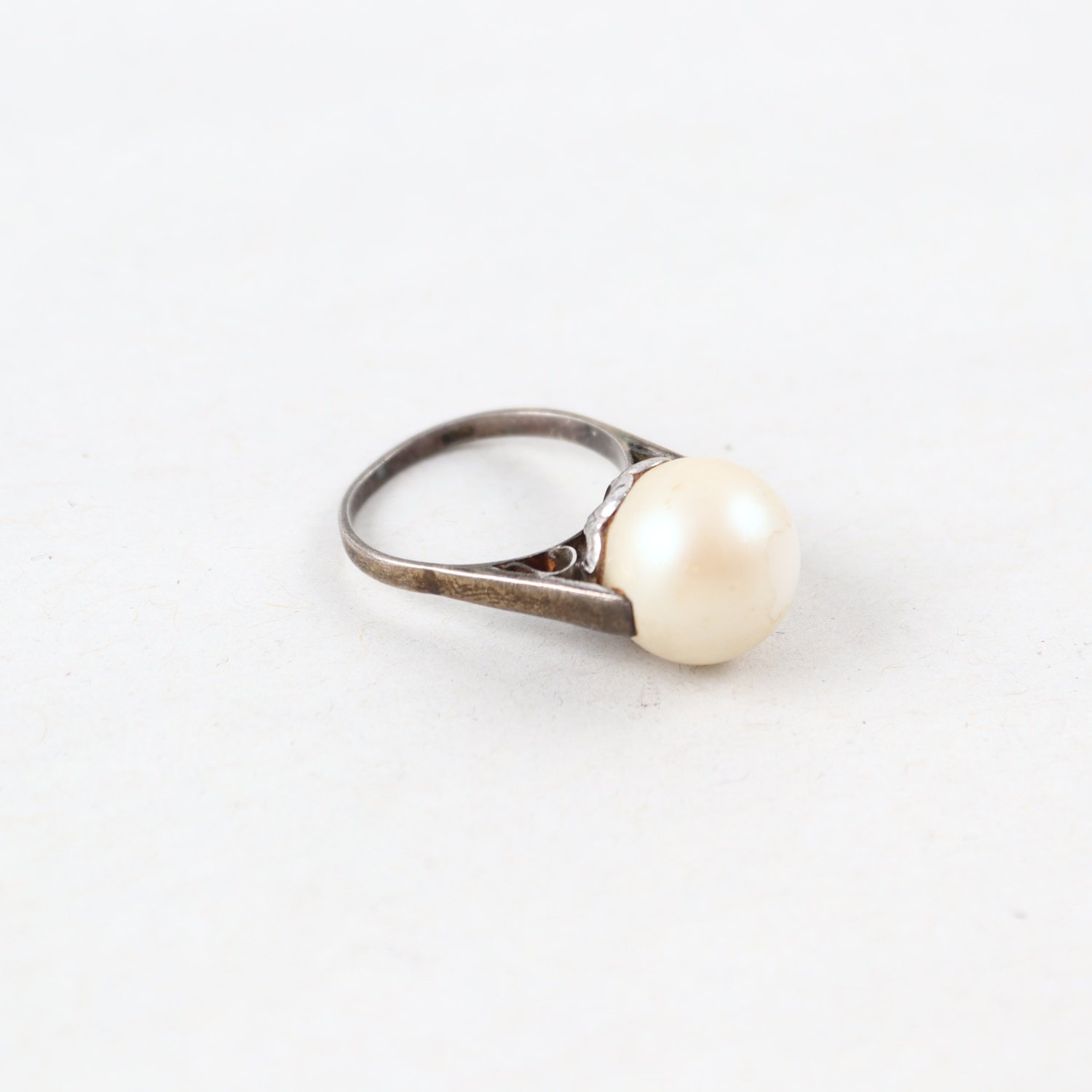 Ring, Silver, syntetisk pärla, Brv: 4,7g