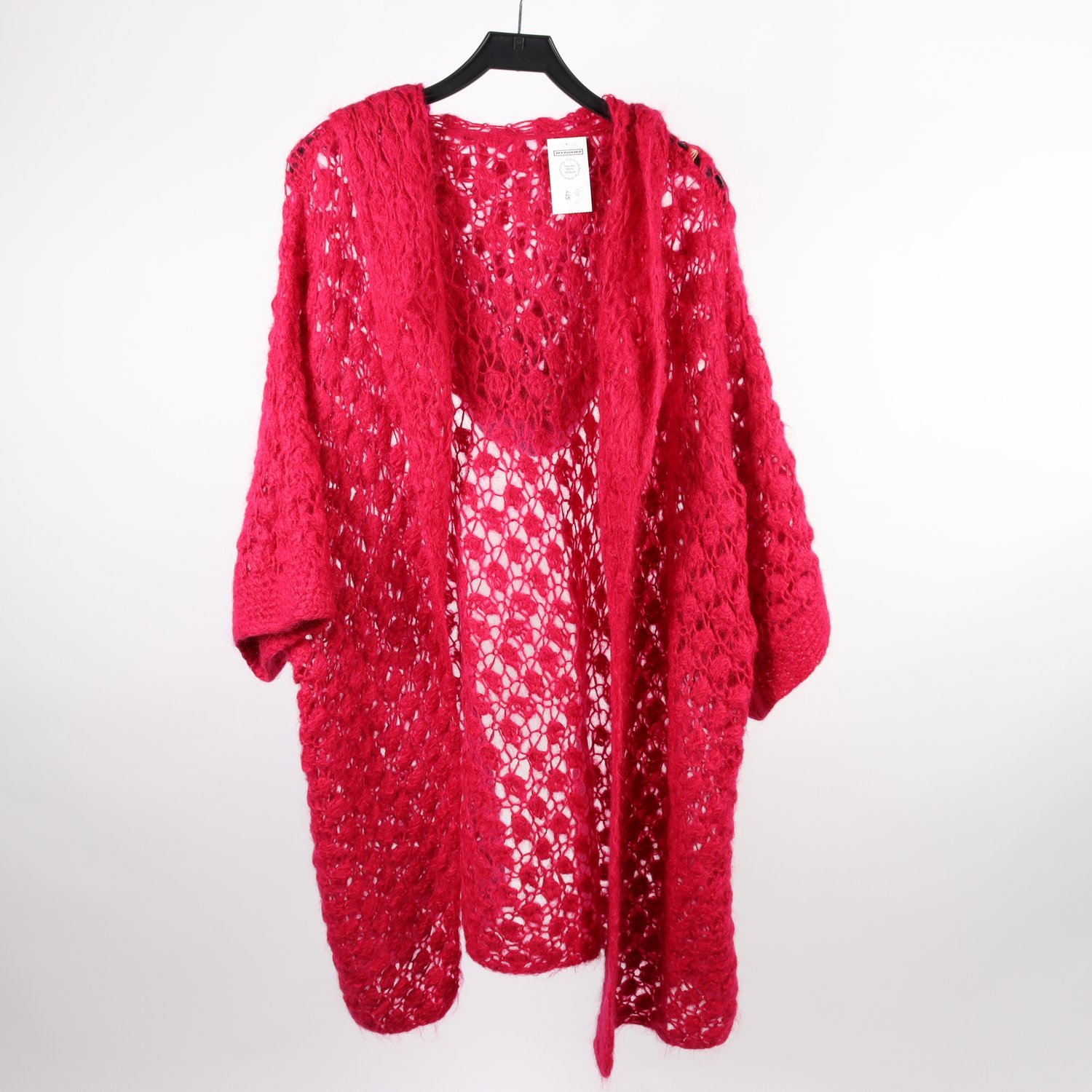 Kofta, cerise, virkad, stl. one size