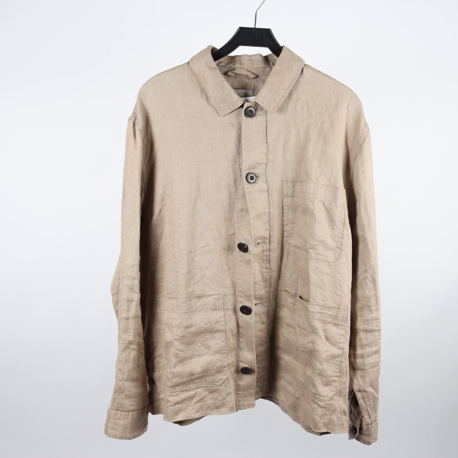 Skjortjacka, H&M, beige, lin, stl. XL