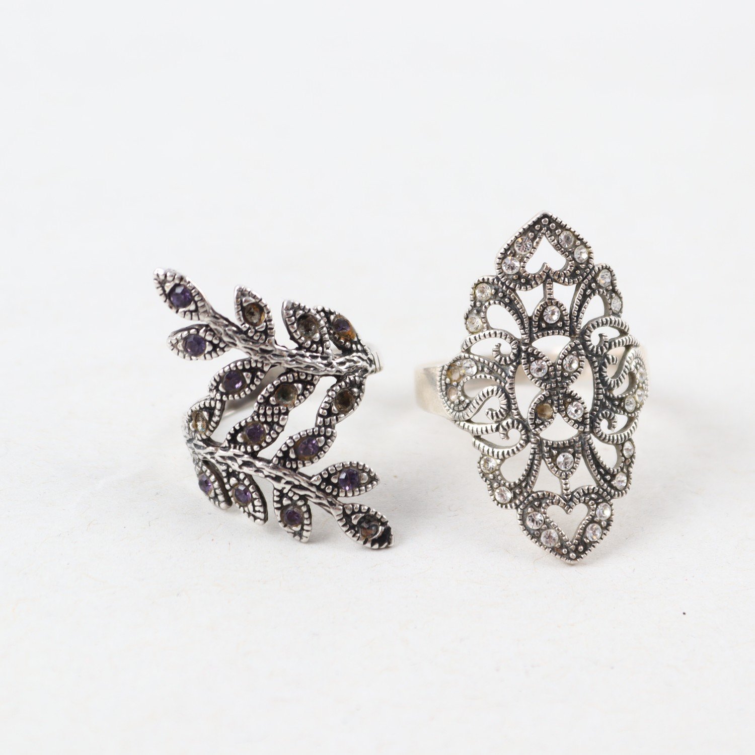 Ringar, silver 925, stenar, brv: 7,8g