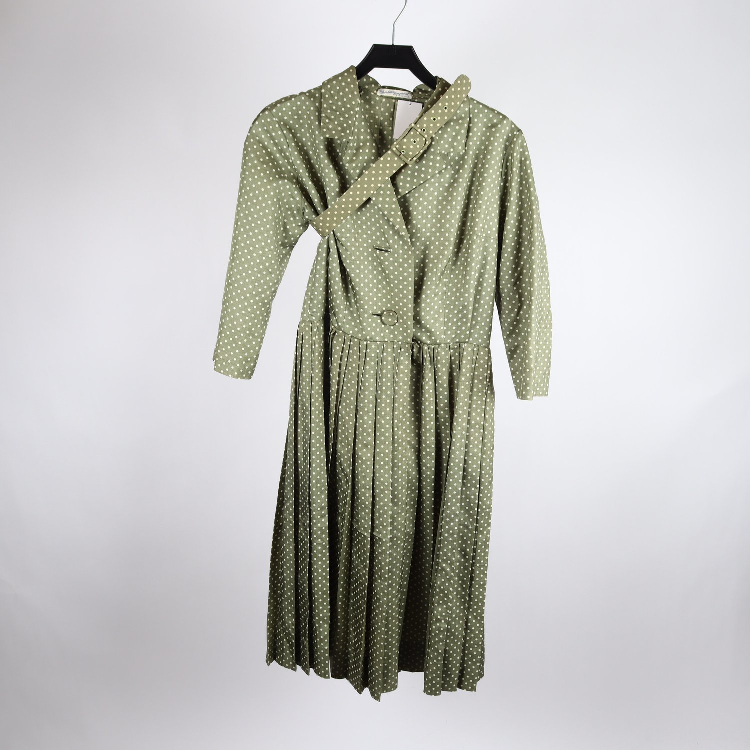 Klänning, vintage, NK Nordiska Kompaniet grön, prickig, stl ca. S/M
