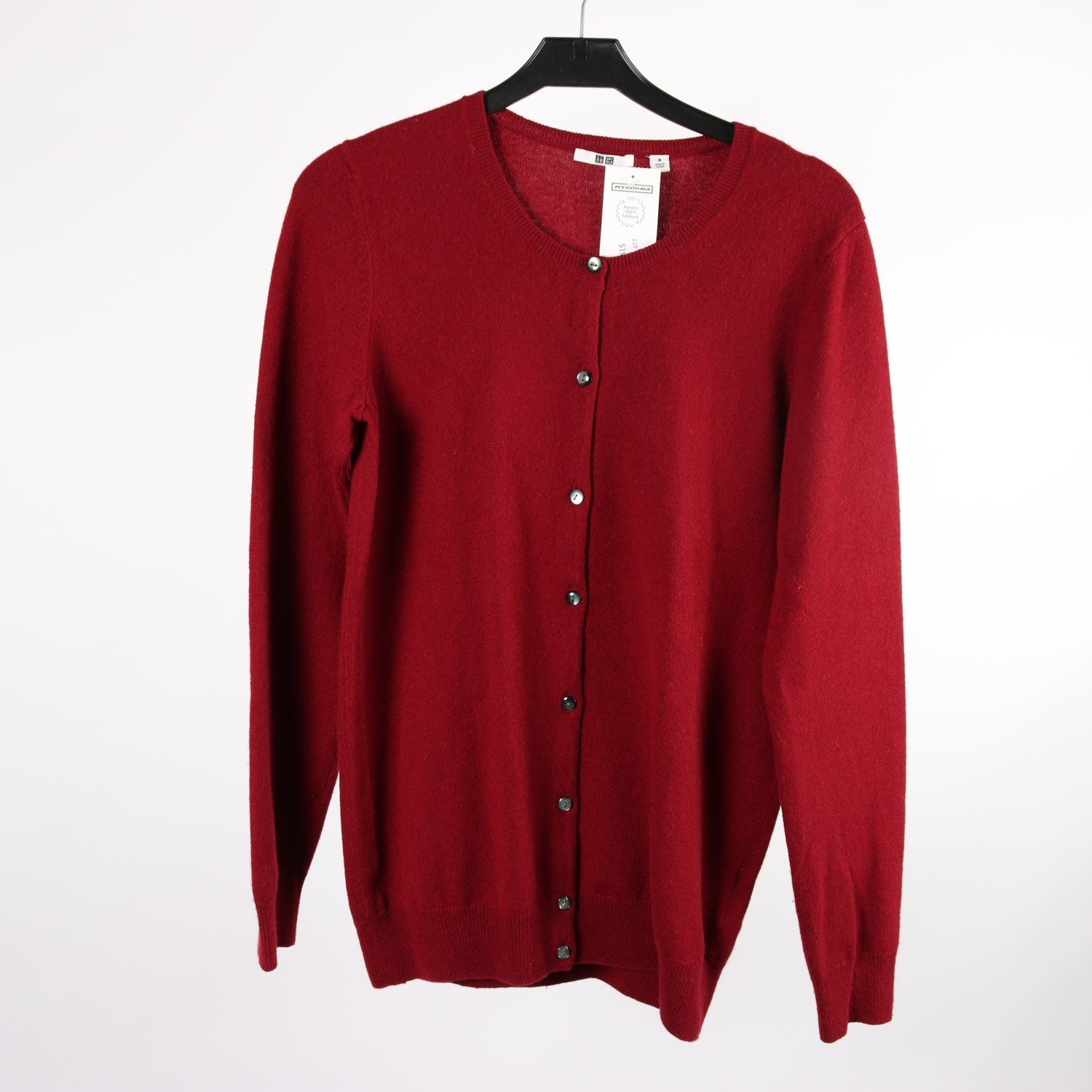 Kofta, Uniqlo, vinröd, cashmere, stl. M