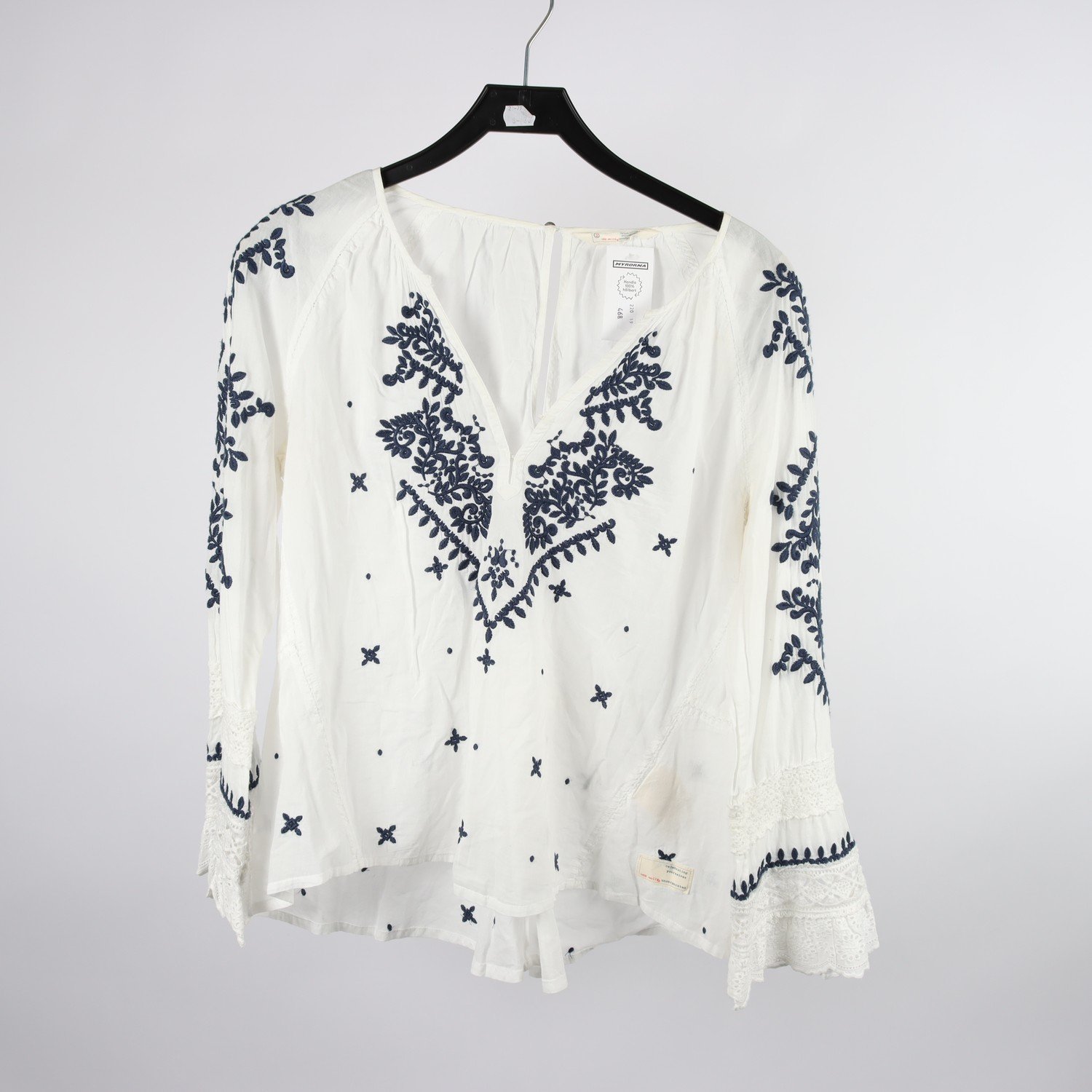Blus, Odd Molly, vit, blå, broderad, stl. M