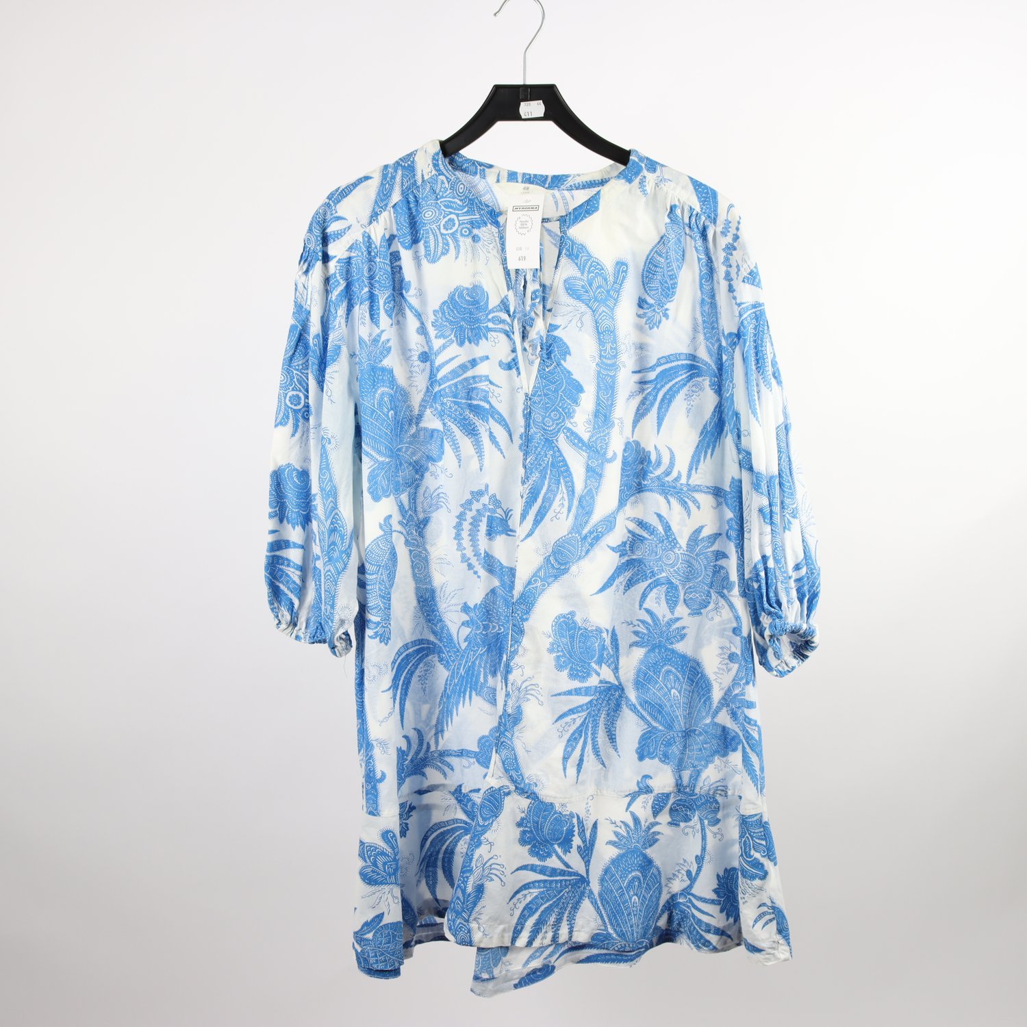 Tunika, H&M, blå, vit, mönstrad, stl. L