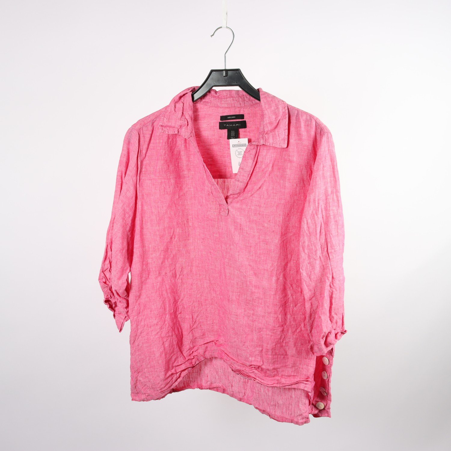 Blus, Tahari, ljusröd, lin, stl. 46