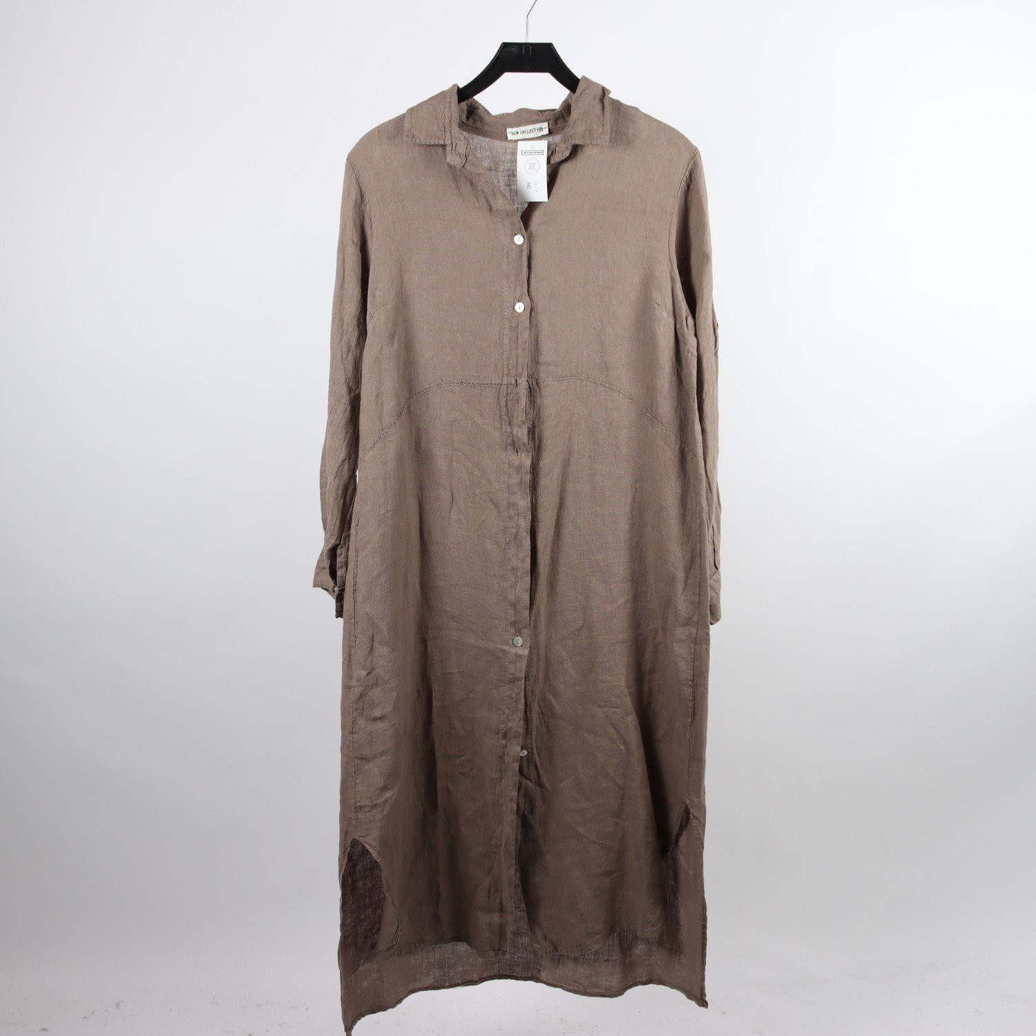 Klänning, New Collection, beige, lin, stl. ca. M