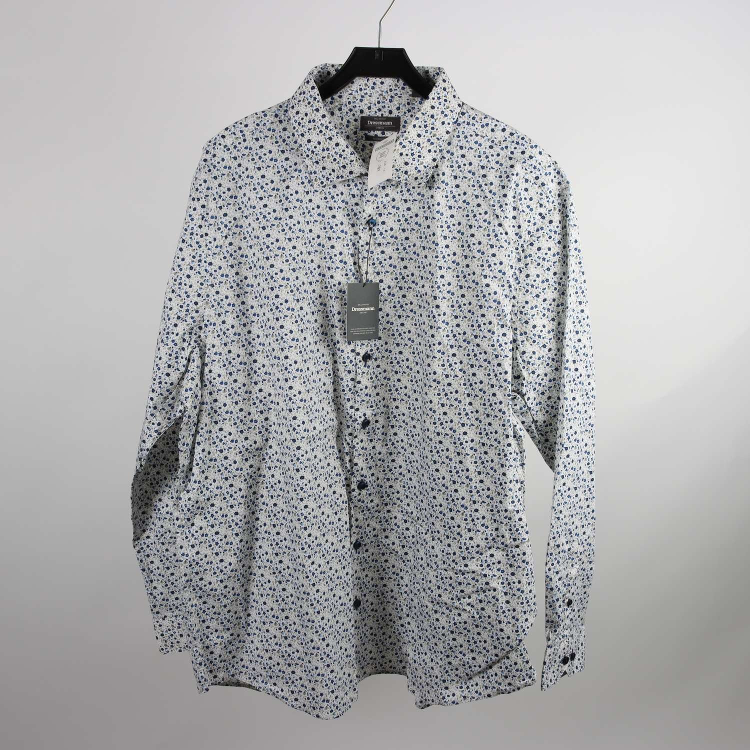 Skjorta, Dressman, blommig, blå, vit, stl. 4XL