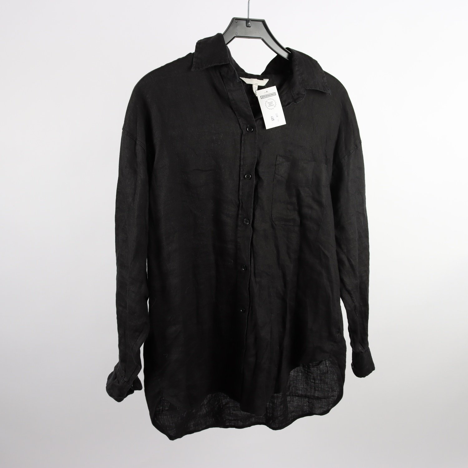 Blus, H&M, svart, lin, stl. M