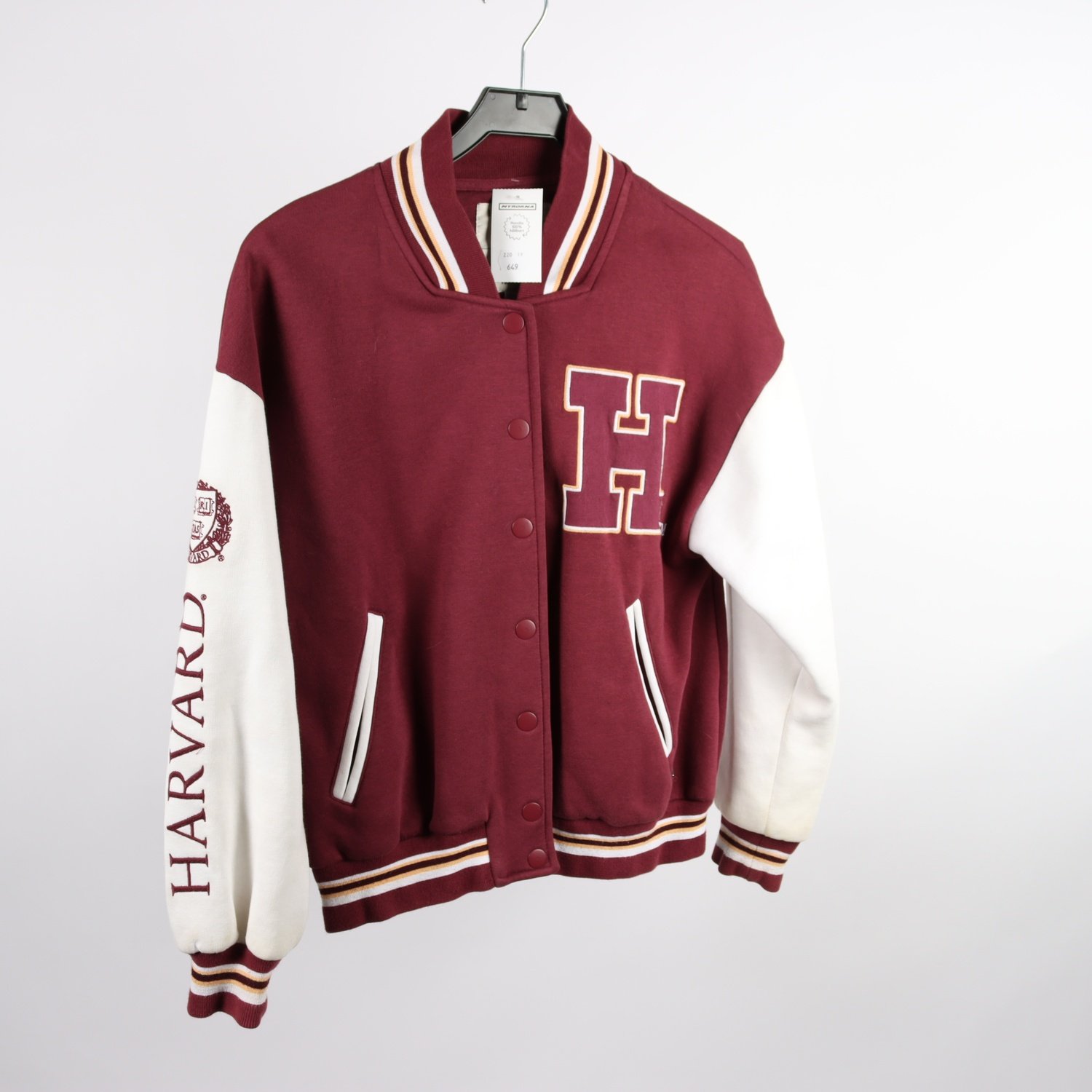 jacka, Pull & Bear, vinröd, vit, stl. S