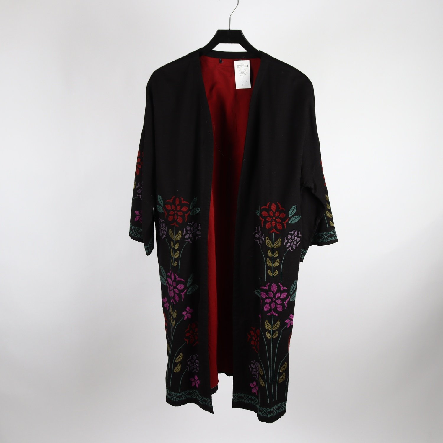 Kappa/kimono, Gudrun Sjödèn, svart, broderad, stl ca. S/M